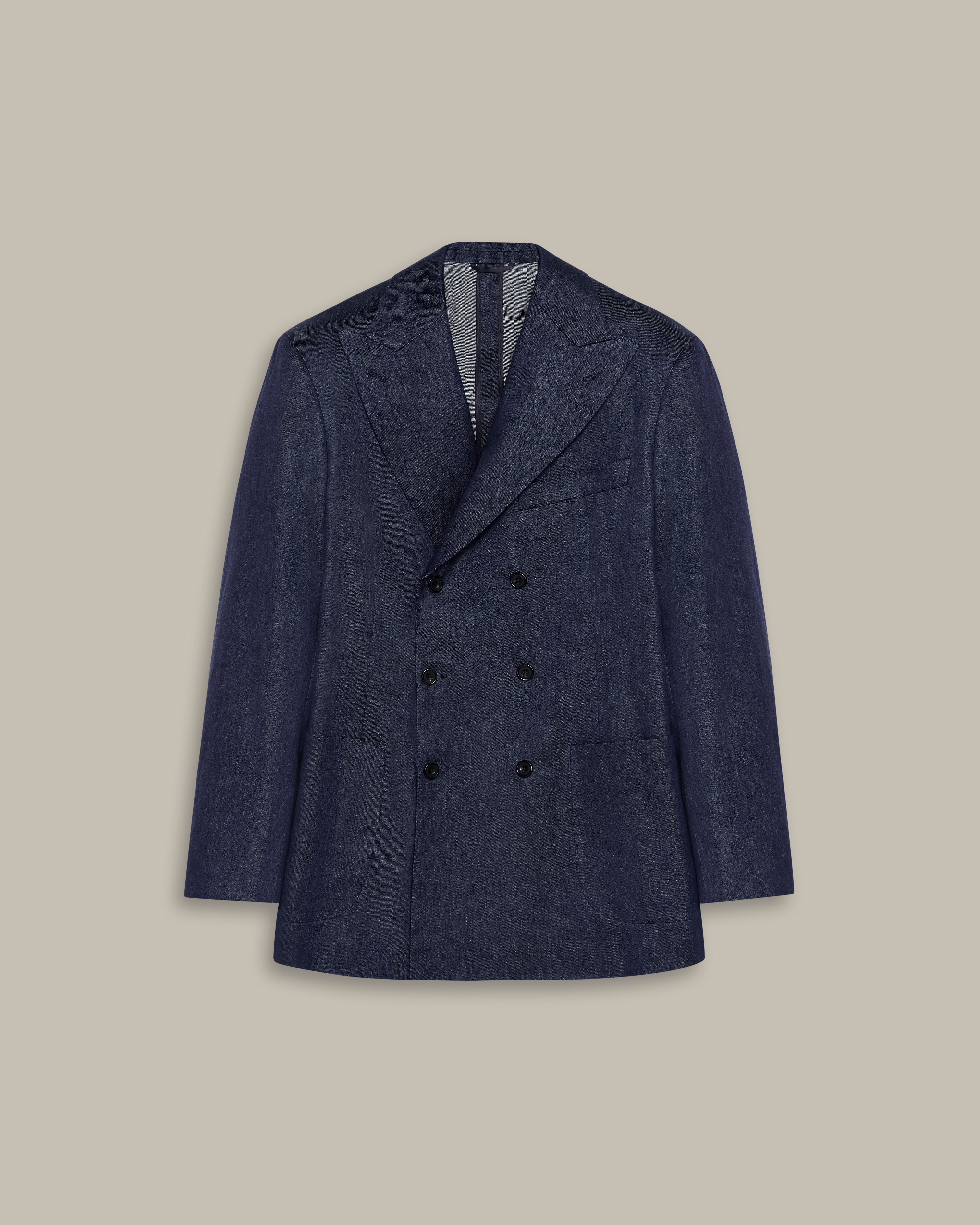 Unstructured Double Breasted Linen Suit
