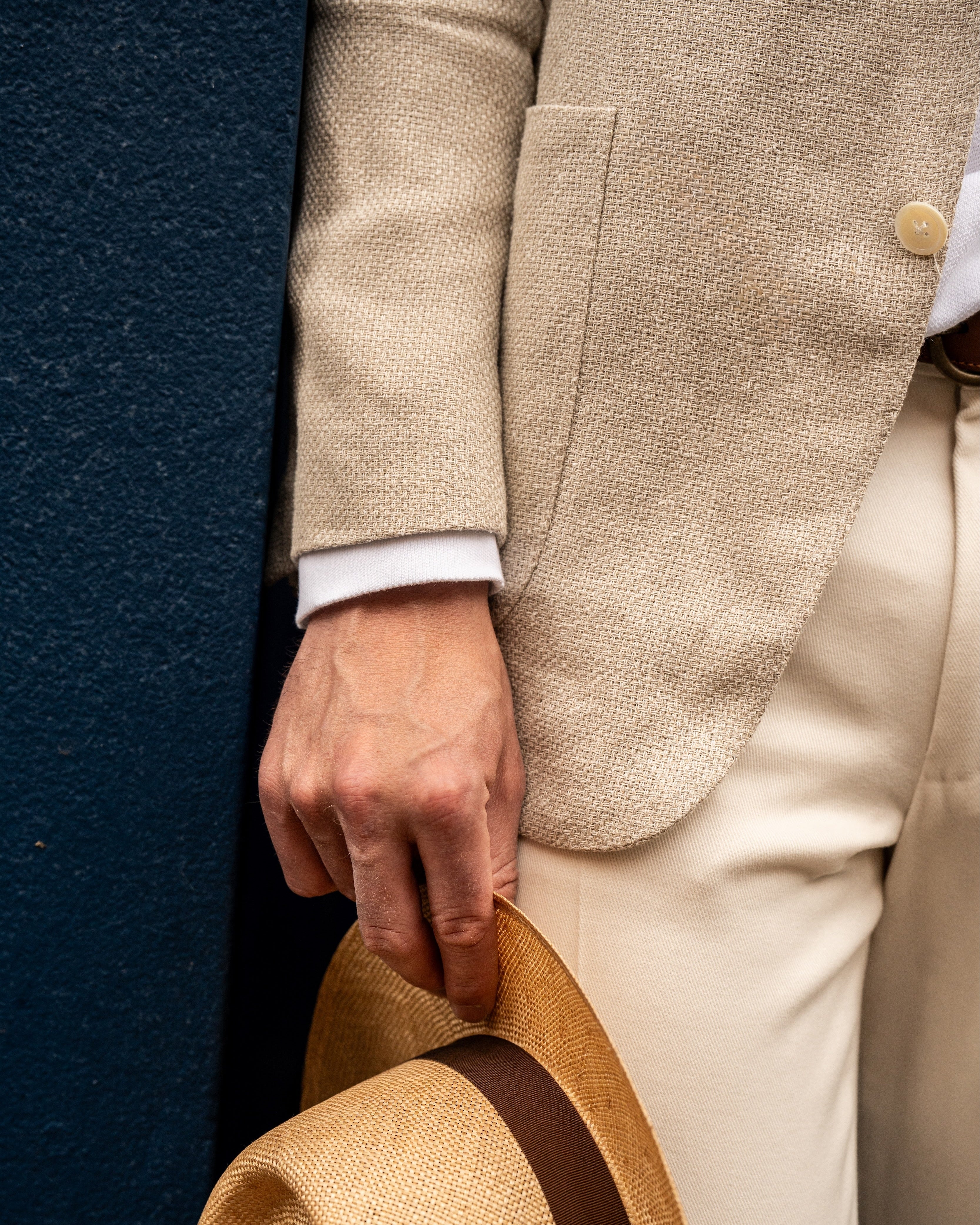 Close view of lapel and cloth