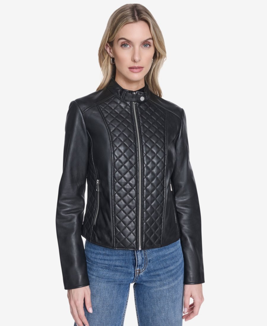Marlette Quilted Lamb Leather Scuba Jacket