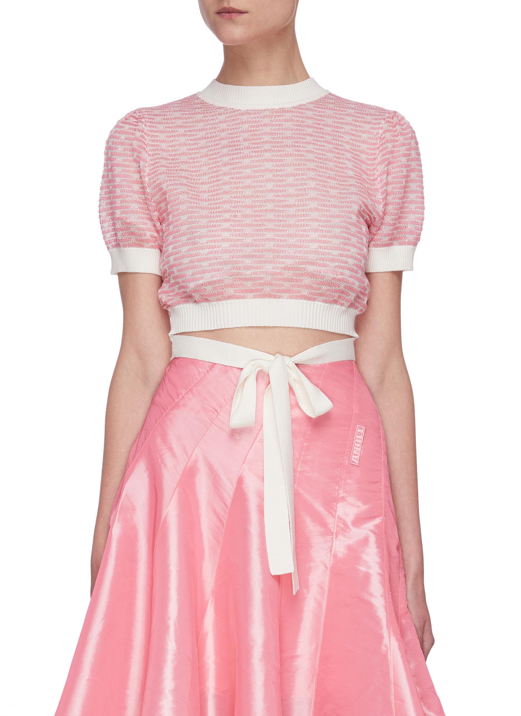 Cut-out Bow Knot Hem Crop Top