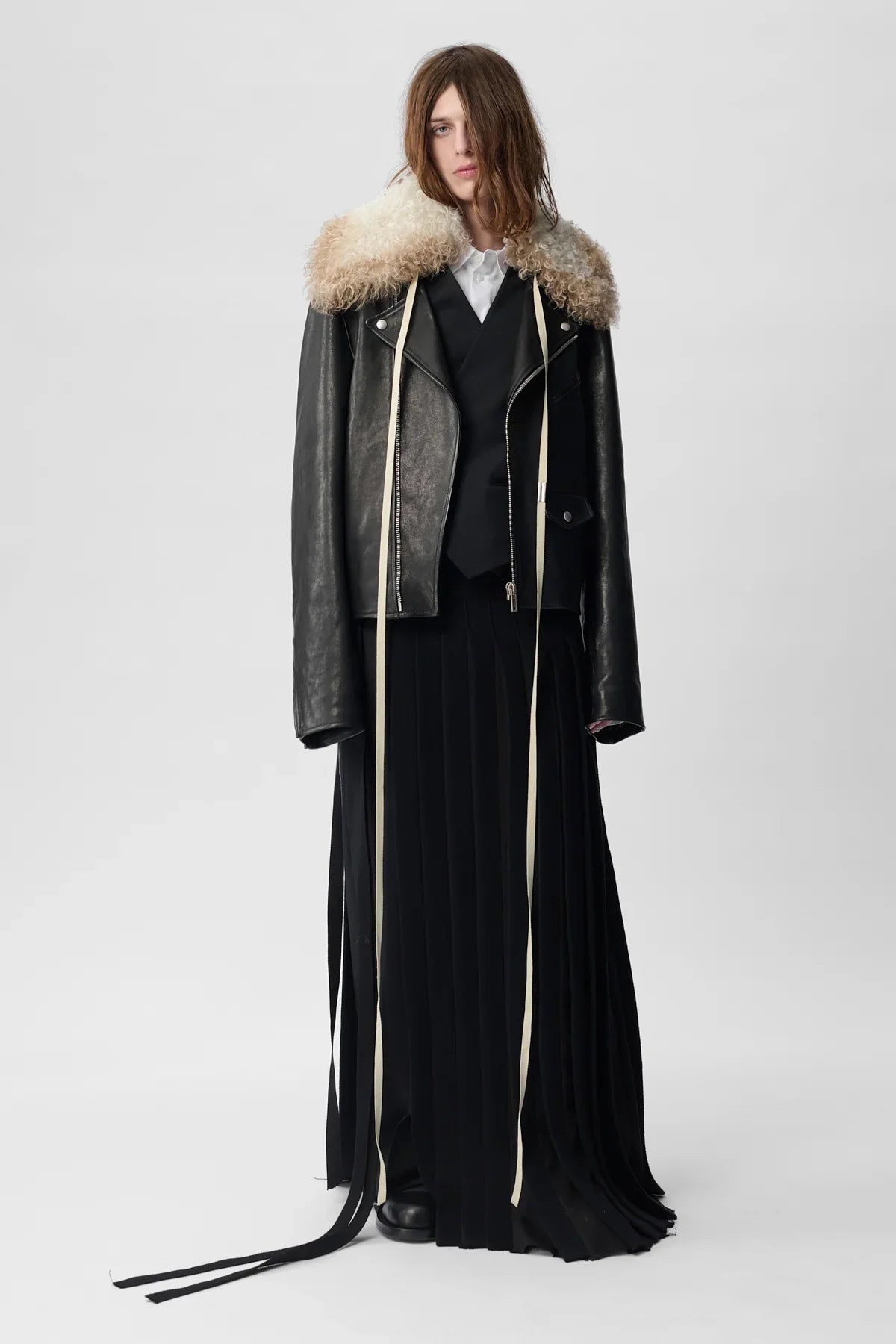 Full look with shearling collar styling
