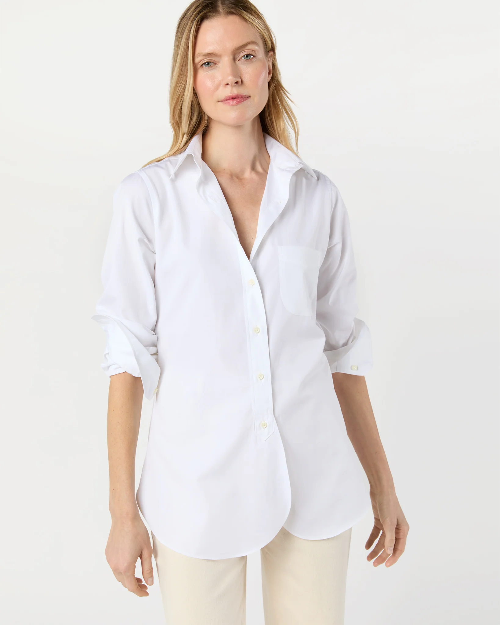 Boyfriend Shirt in White Poplin