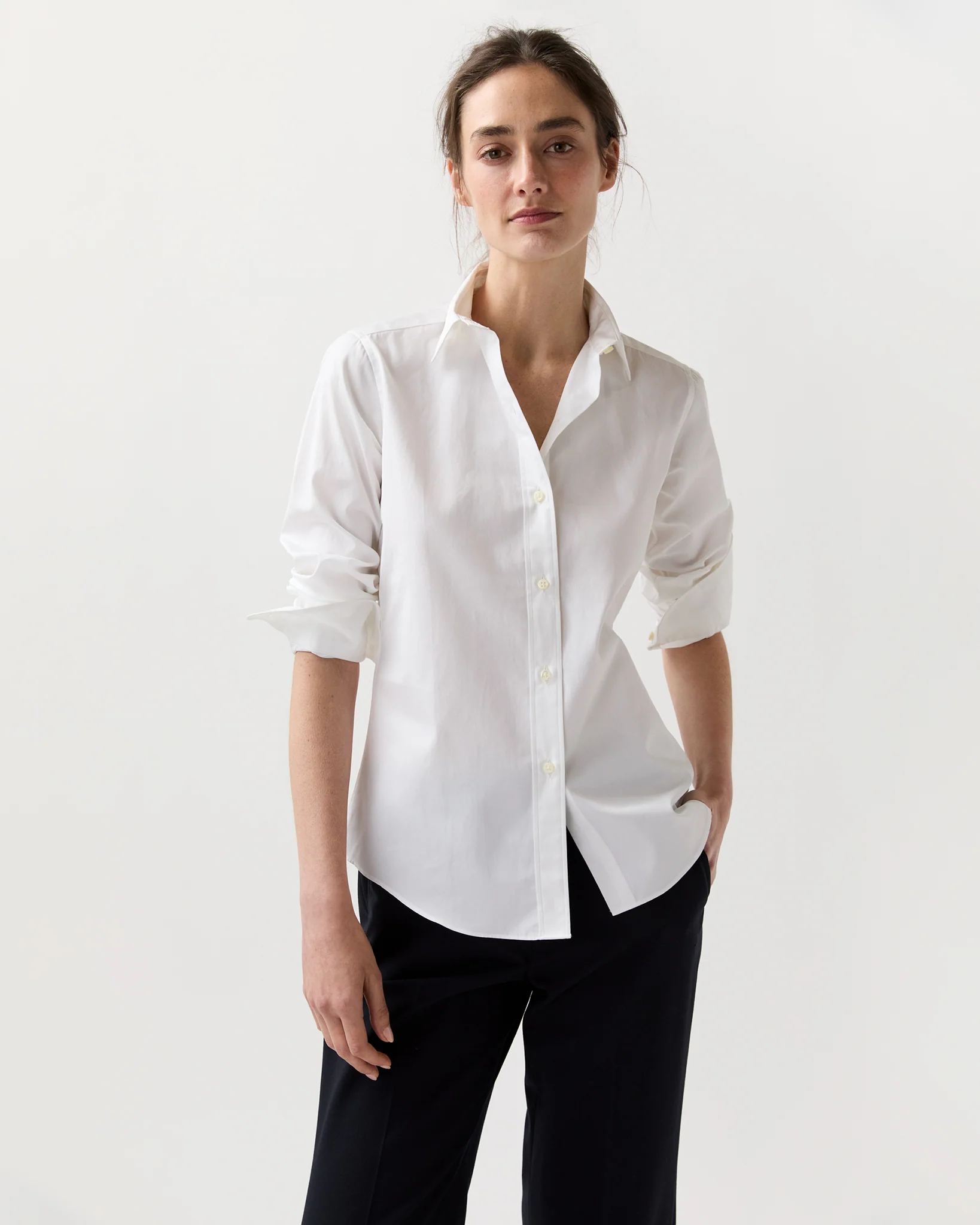 Icon Shirt in White Poplin