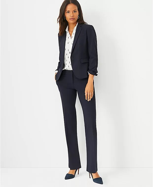 navy suit styling