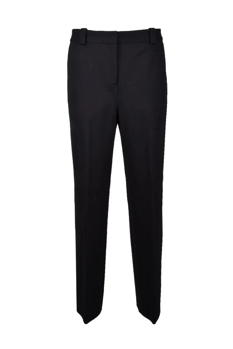 black straight-leg trousers