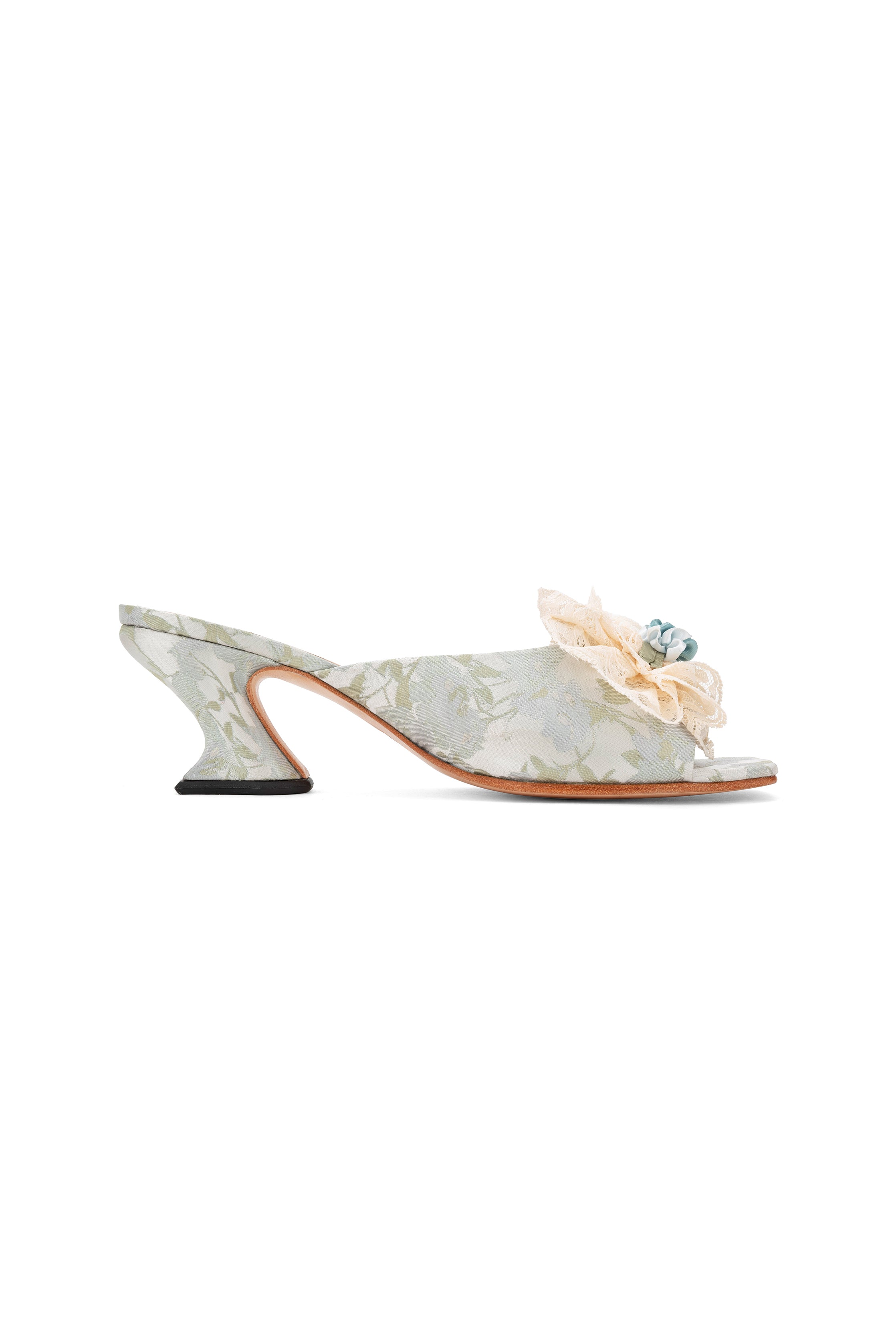 John Fluevog x Anna Sui Brocade Mules- Sky Blue detail 2