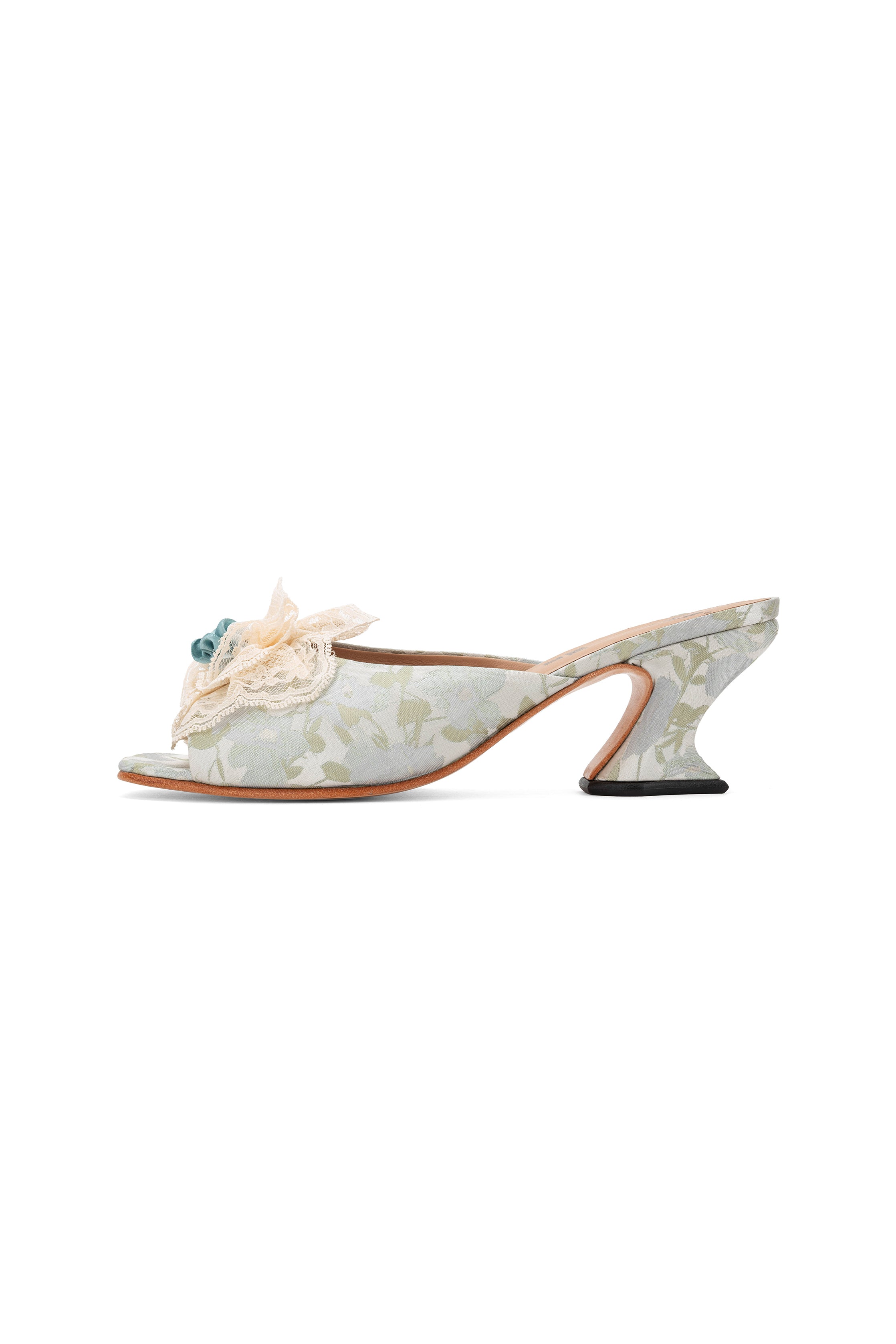 John Fluevog x Anna Sui Brocade Mules- Sky Blue detail 4