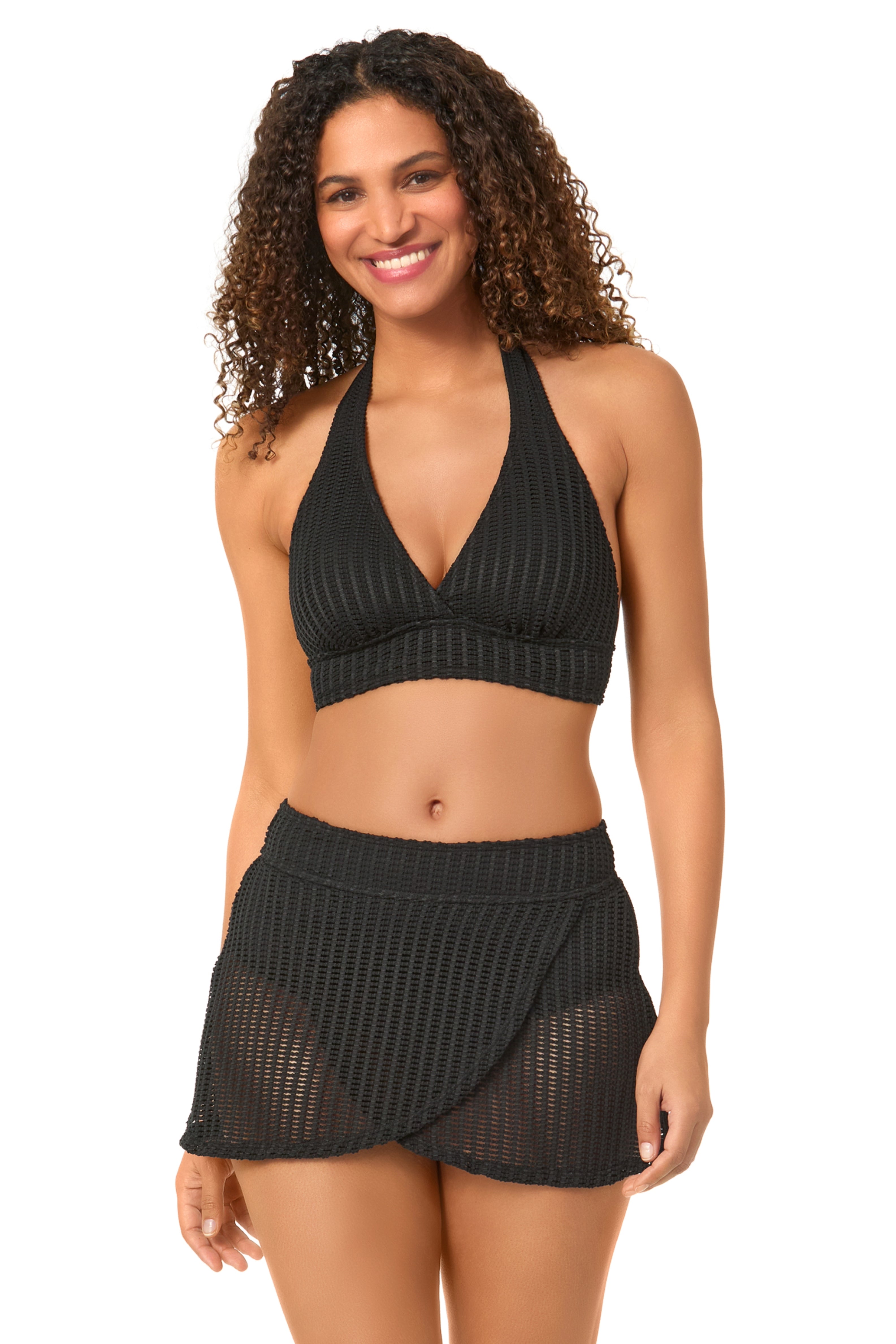 Front view with swim skirt