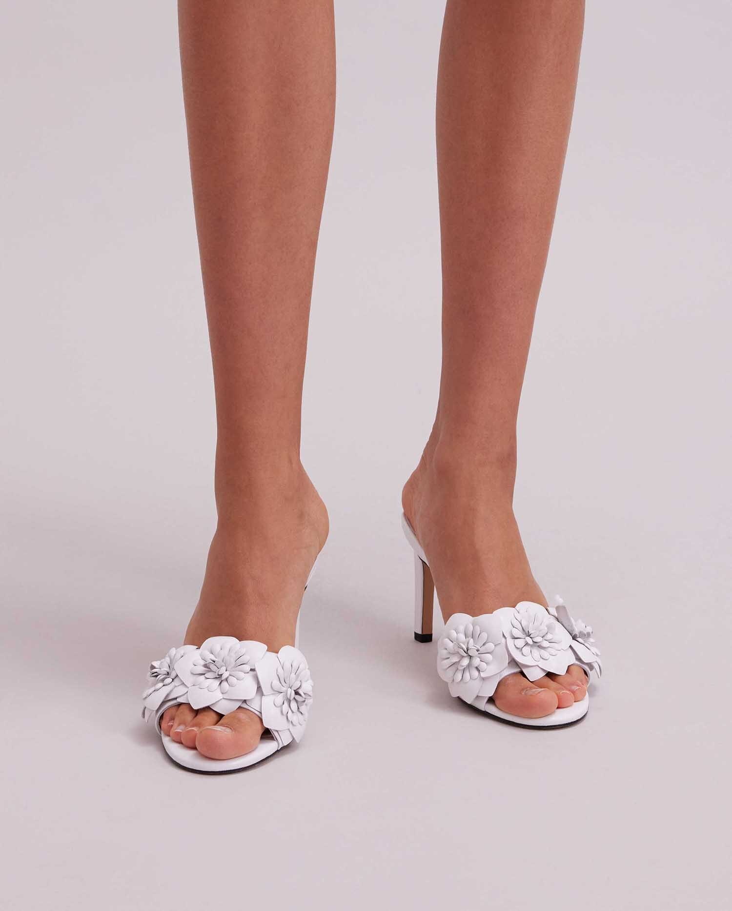 white floral sandal heel