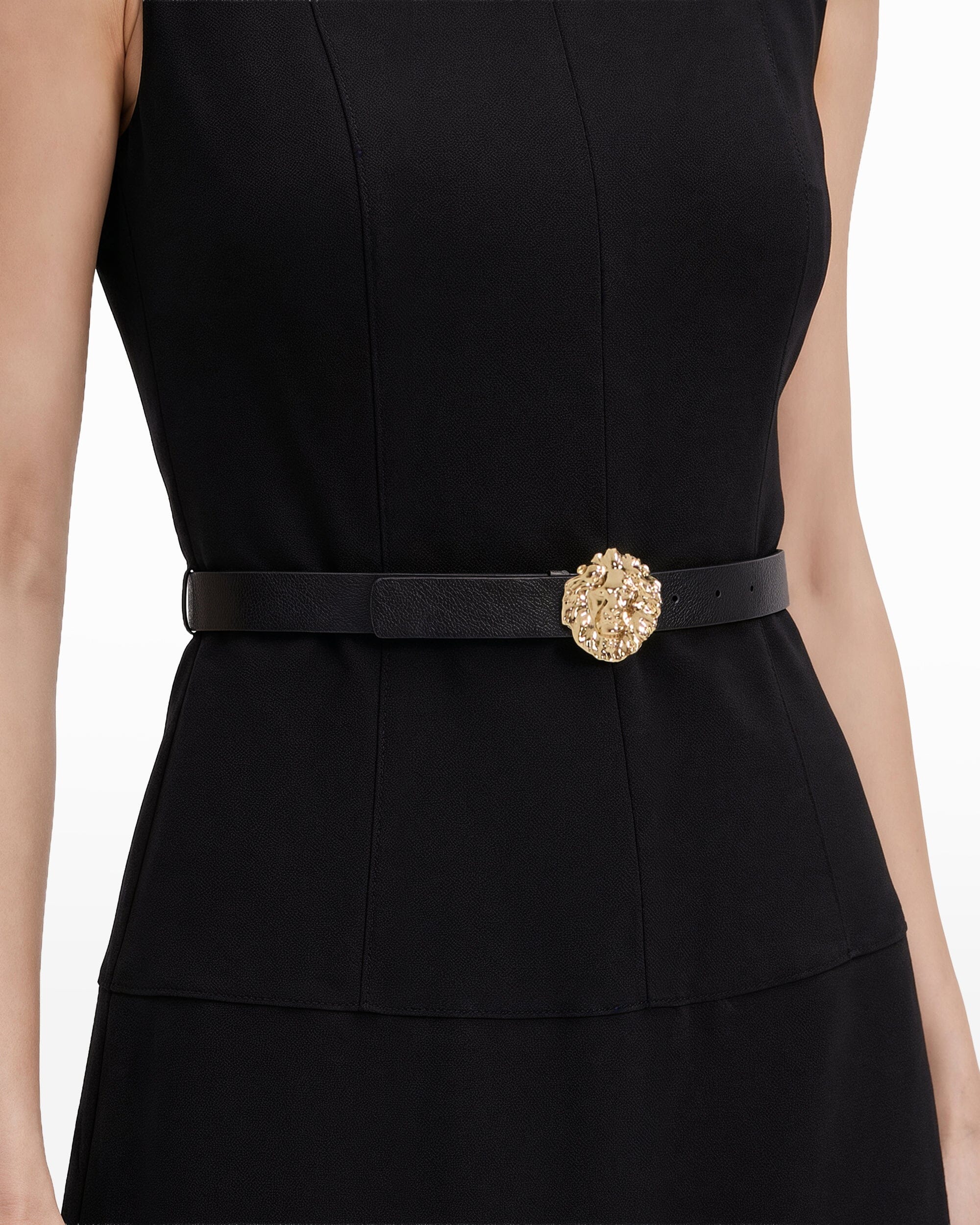 Cap Sleeve Tiered Skirt Belted Crew Neck Dress — official product image