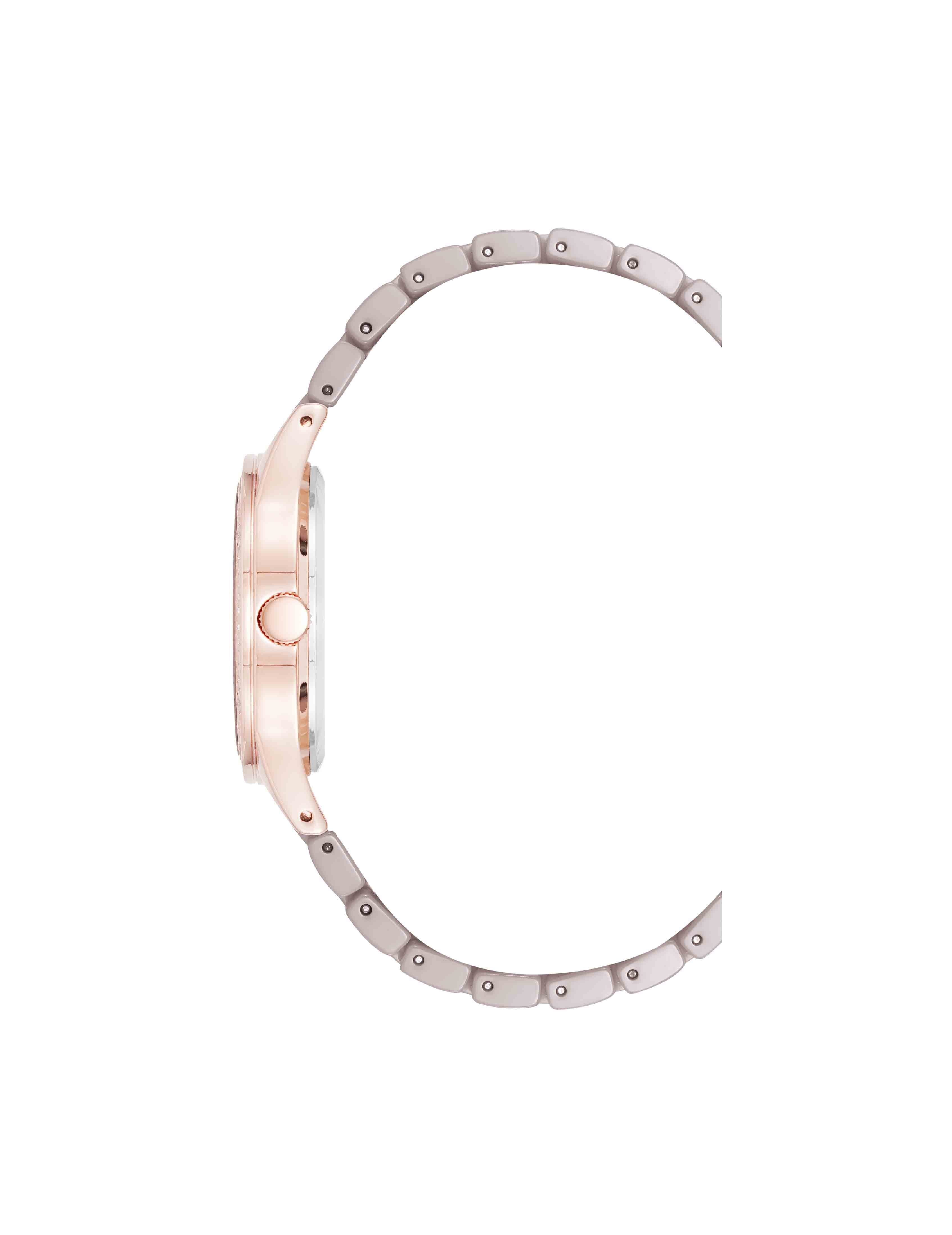Ceramic Bracelet Floral Dial Watch — official side/profile view
