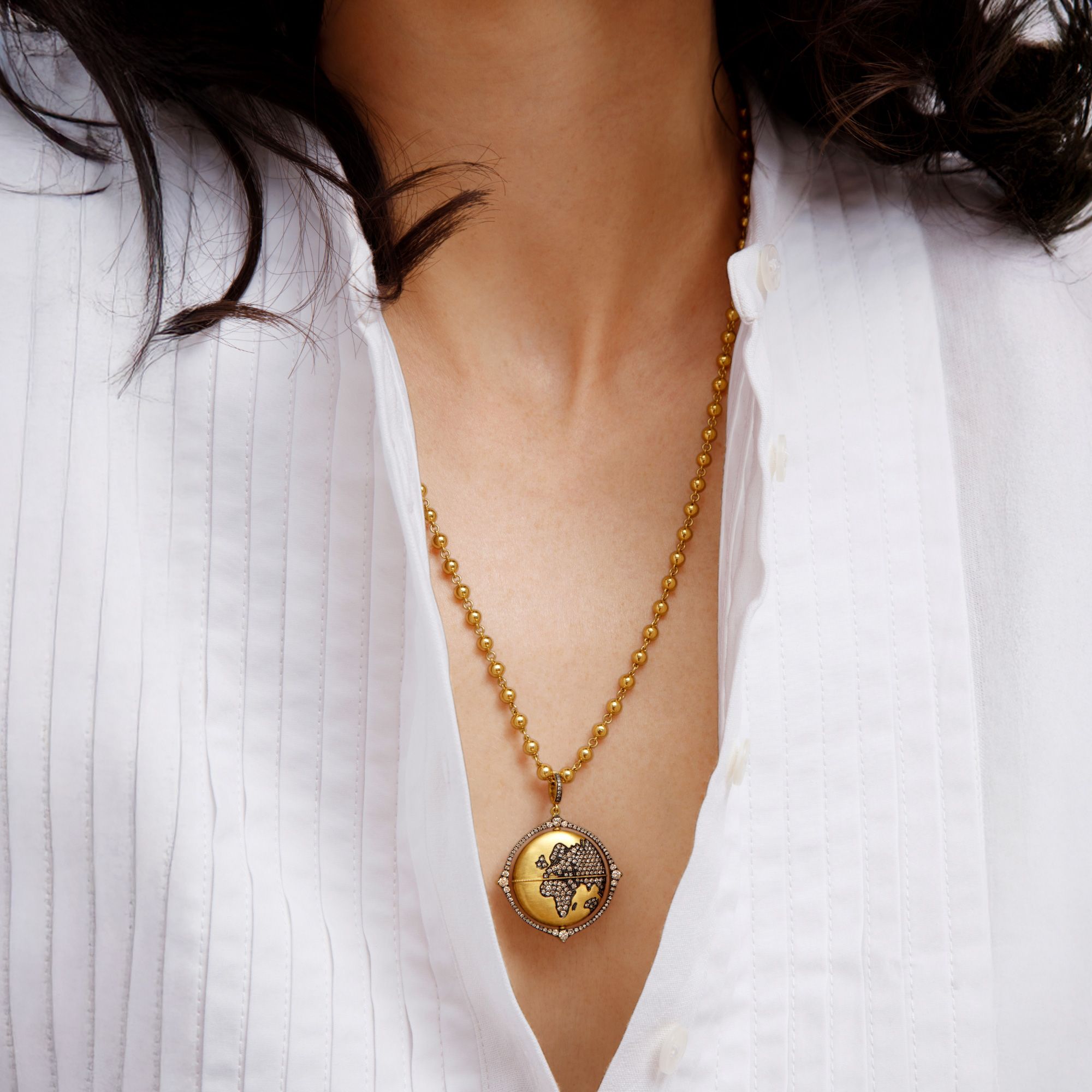Mythology Spinning Globe Charm Pendant detail 2