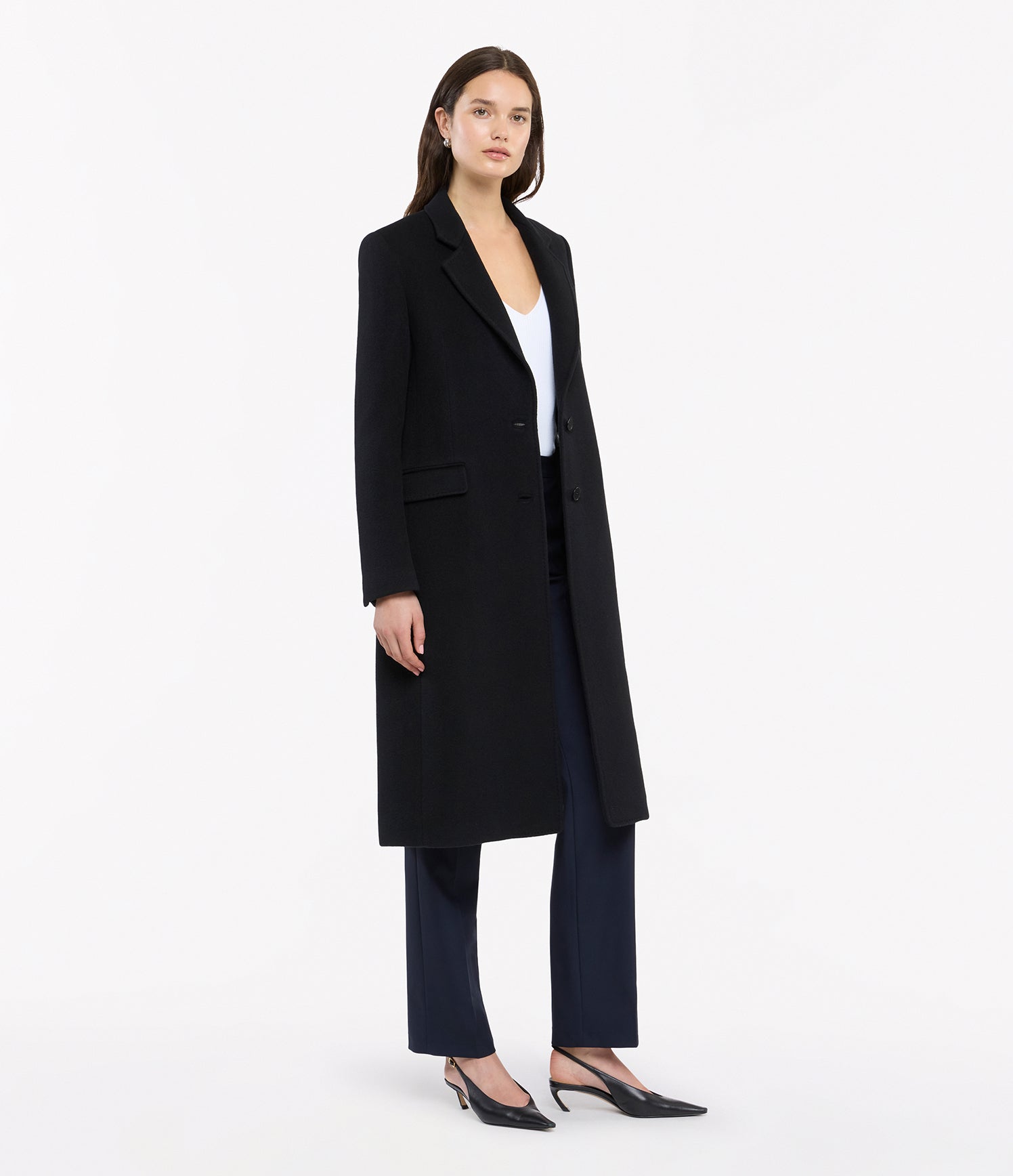 Cashmere Tailored Coat side view