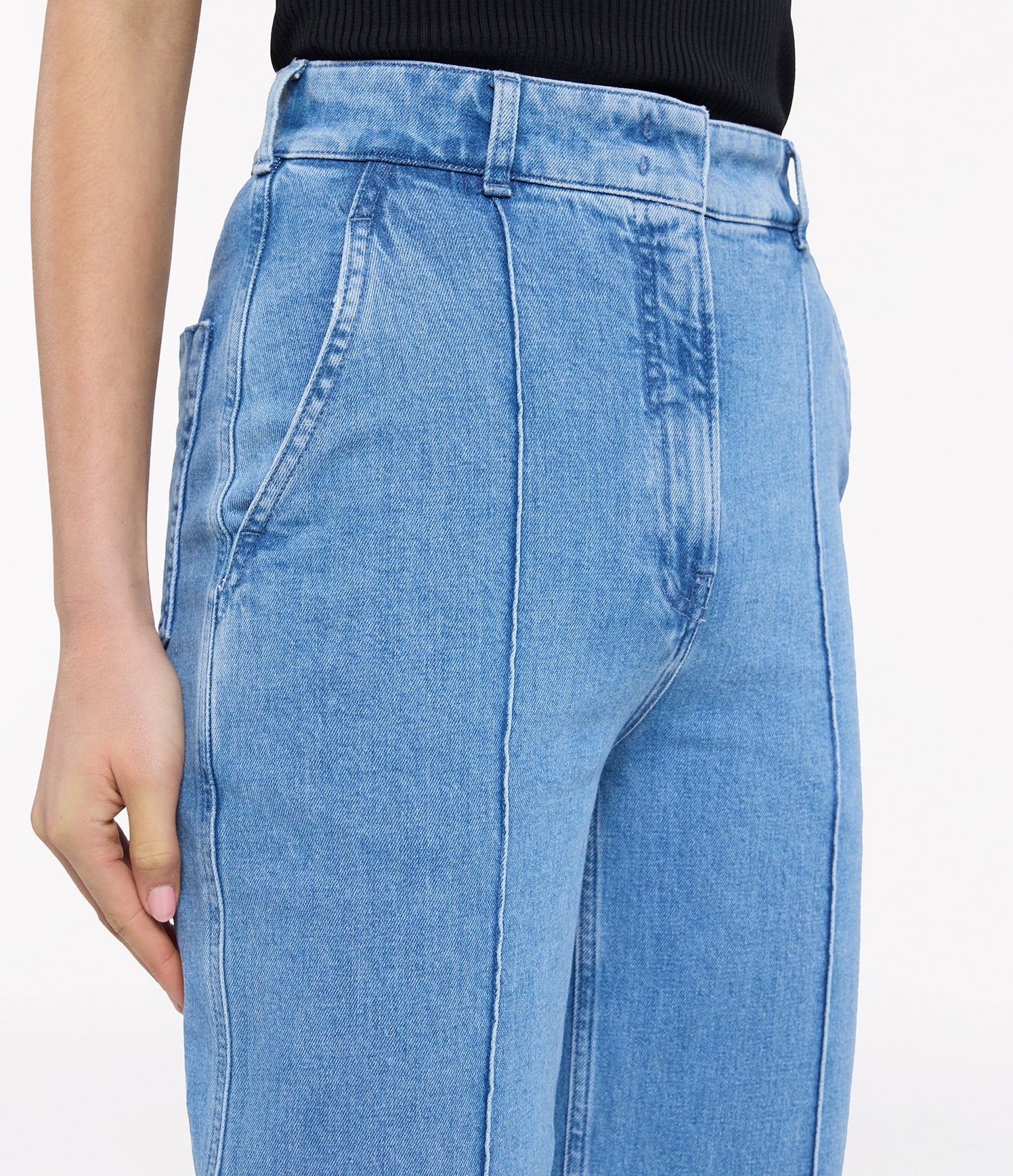 High Waisted Denim Trouser detail view