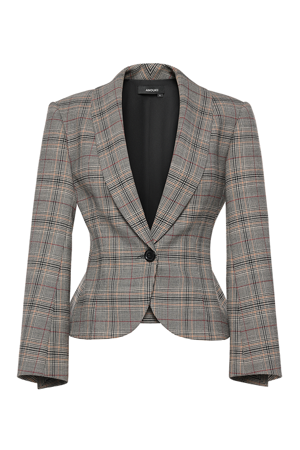 Back view of the checked tailoring