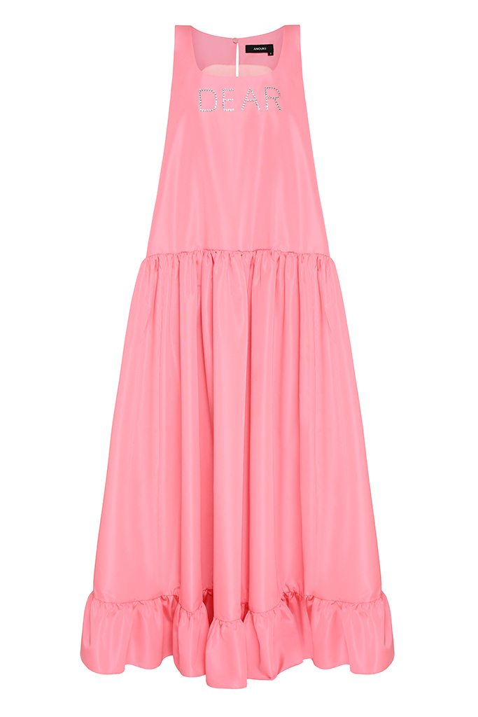 Crystal-embellished taffeta dress