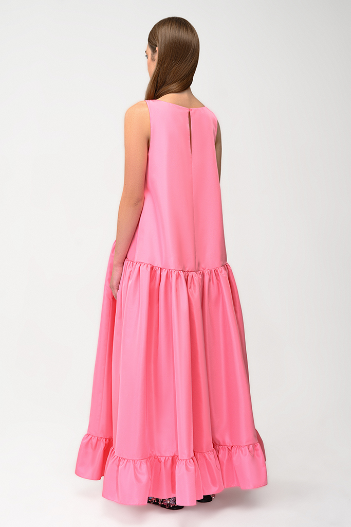 Back view of the pink taffeta dress