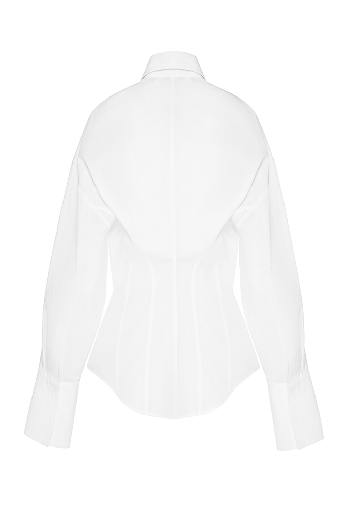 Back view of the white cotton shirt