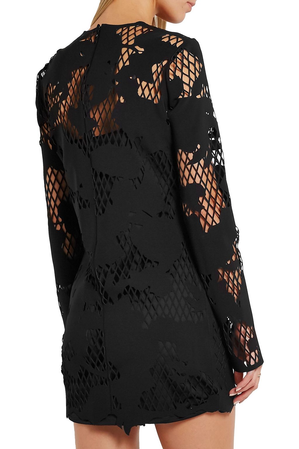 Back view showing the short straight silhouette