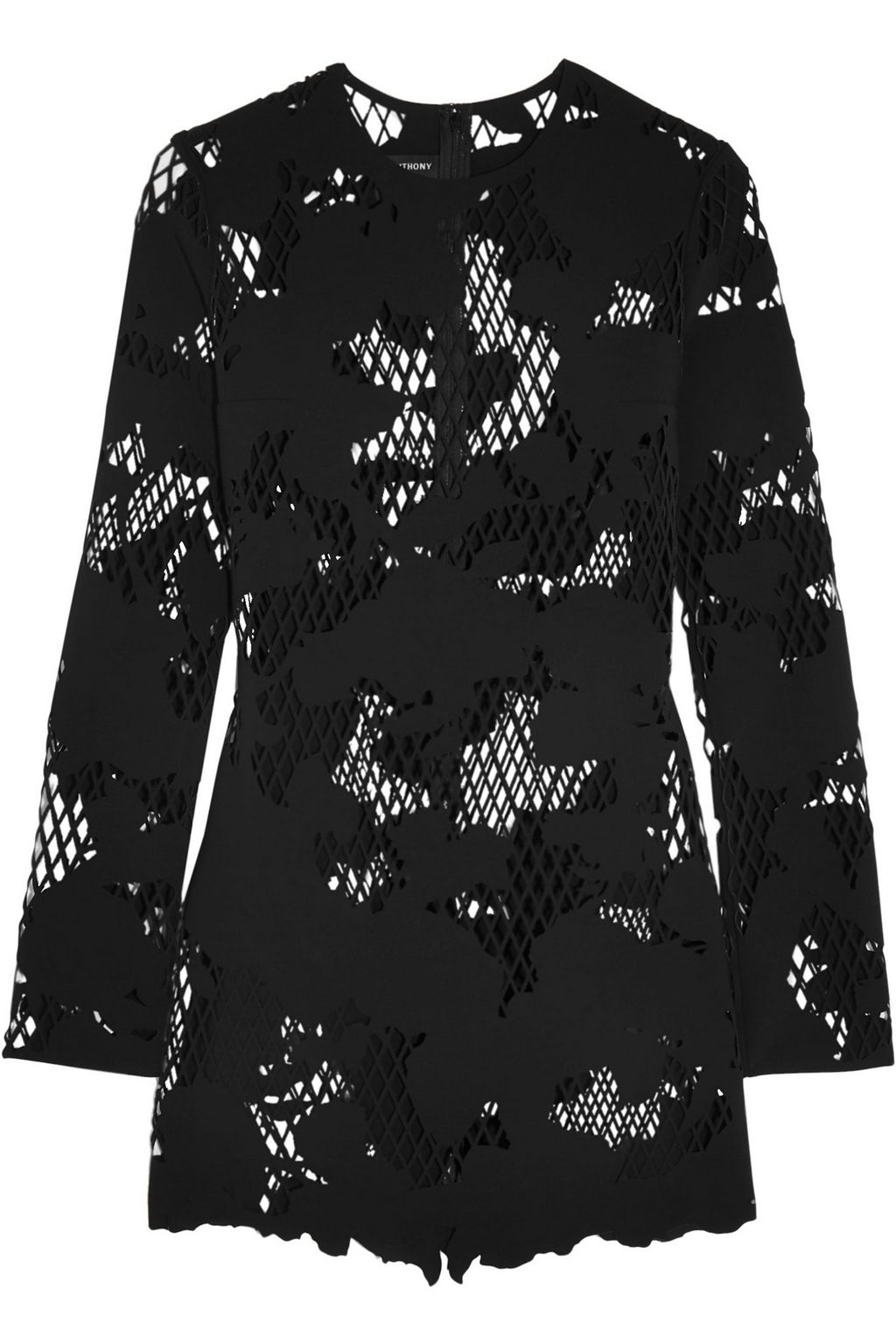 Angled view of the mini dress on model