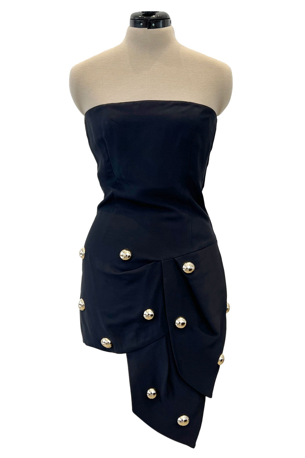 Spring 2014 Strapless Gold-Button Mini Dress