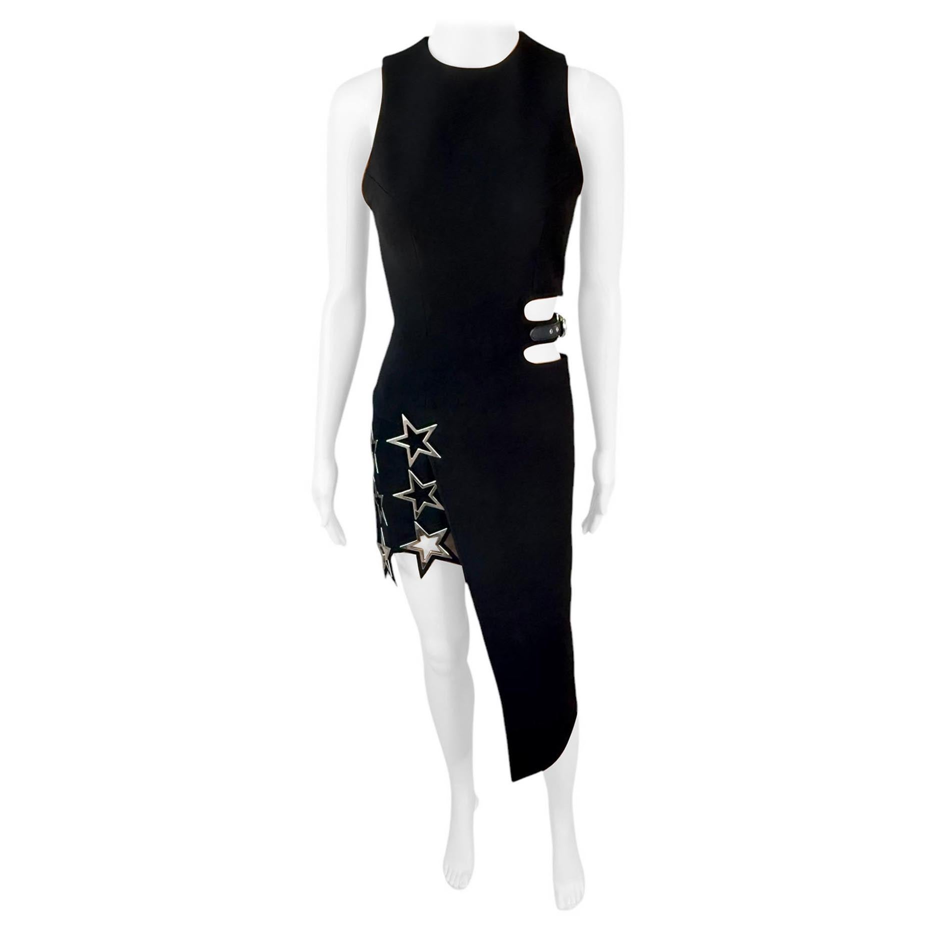 Fall 2015 Star-Embellished Asymmetric Black Dress