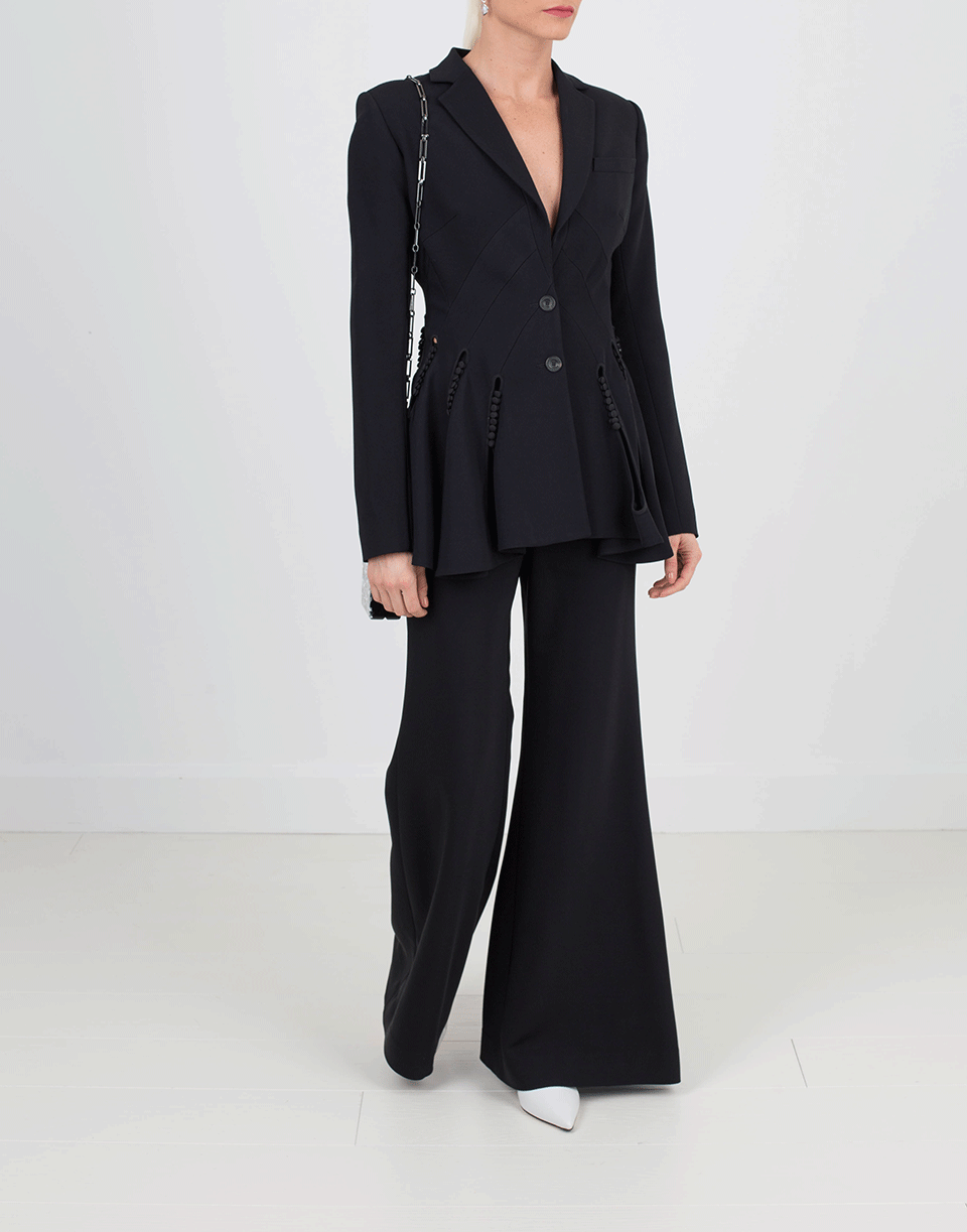 Rear on-body view with the tunic-length line