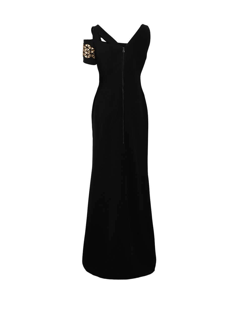 Side angle showing the off-shoulder construction