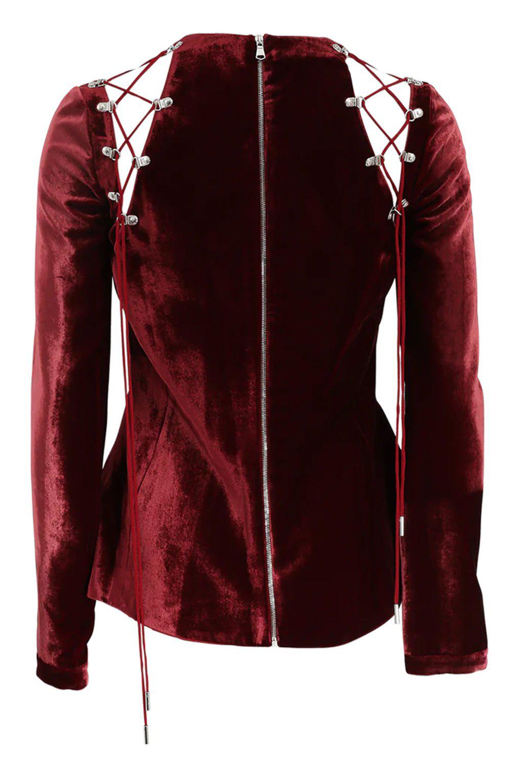 Flat back detail with lace shoulders and zip