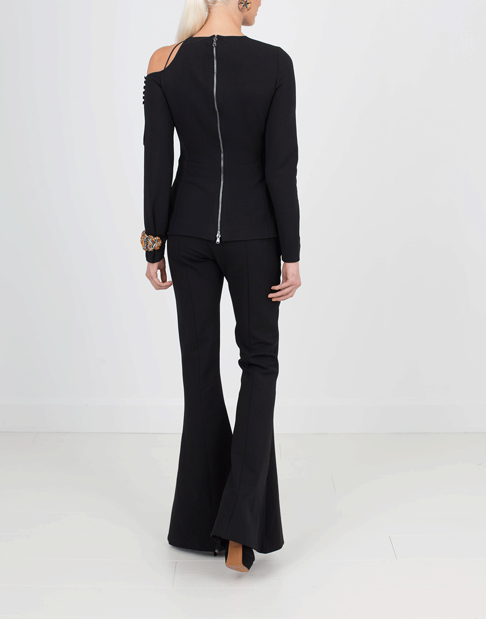 On-body back view with clean black line