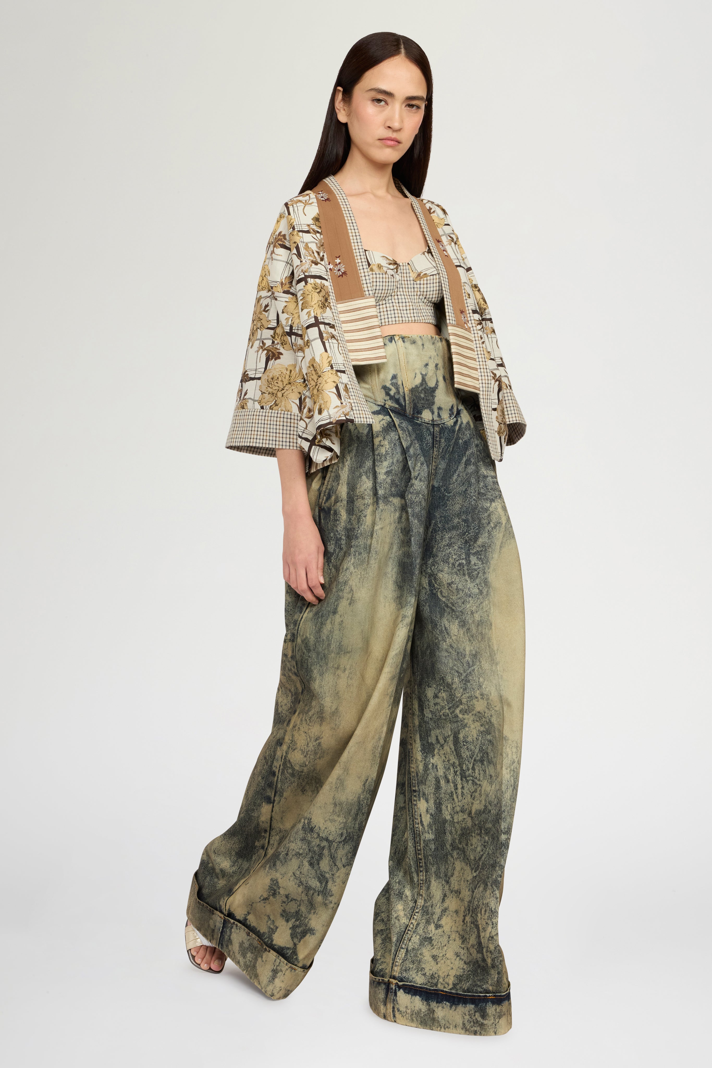 floral brocade back view