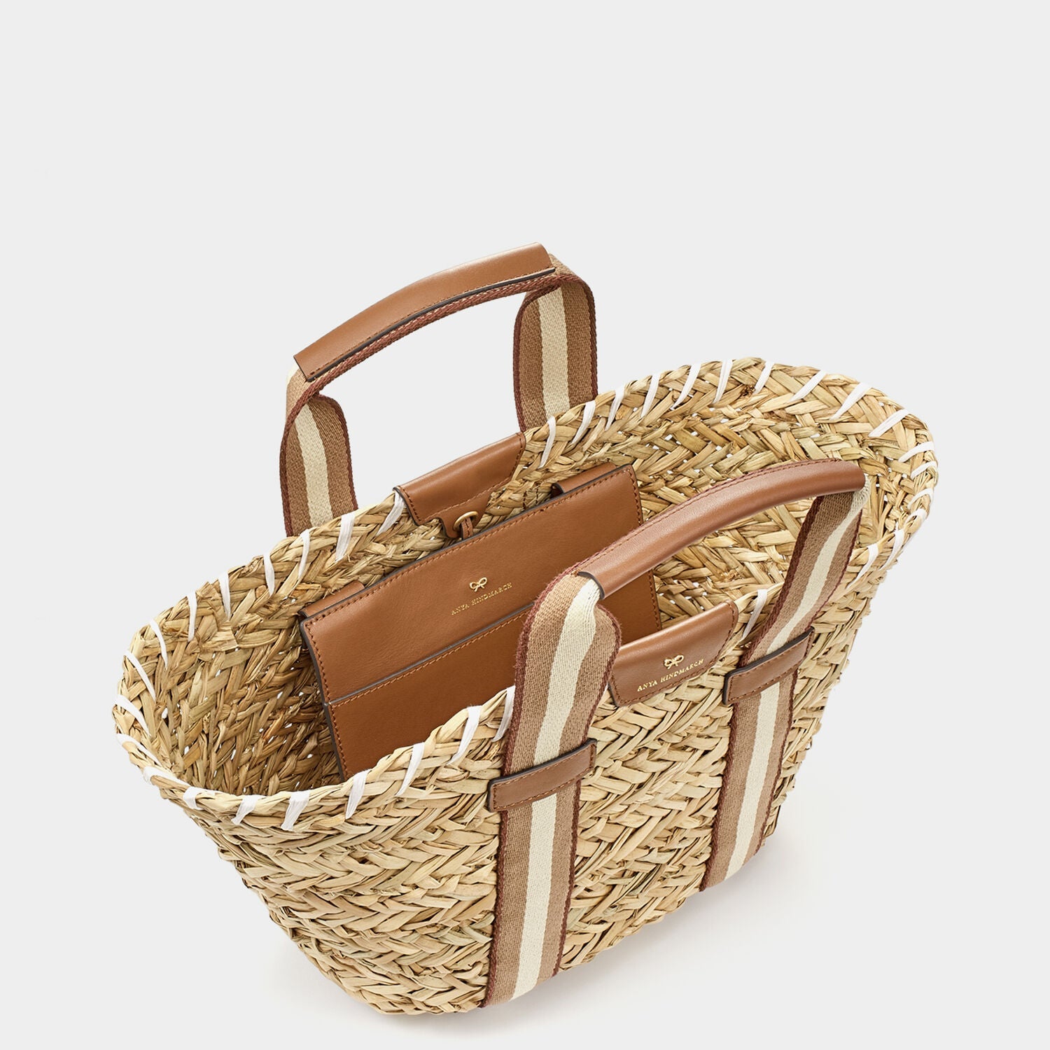 Open top with removable leather pouch