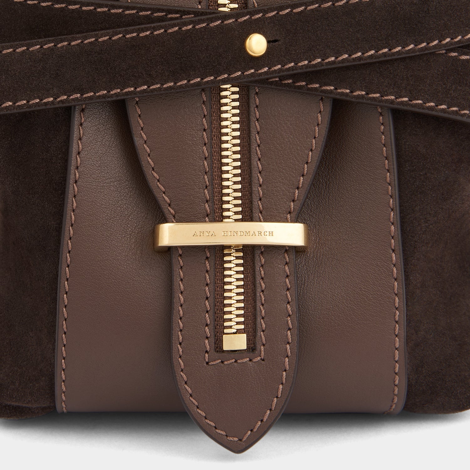 Detail of the tucked zip and hardware