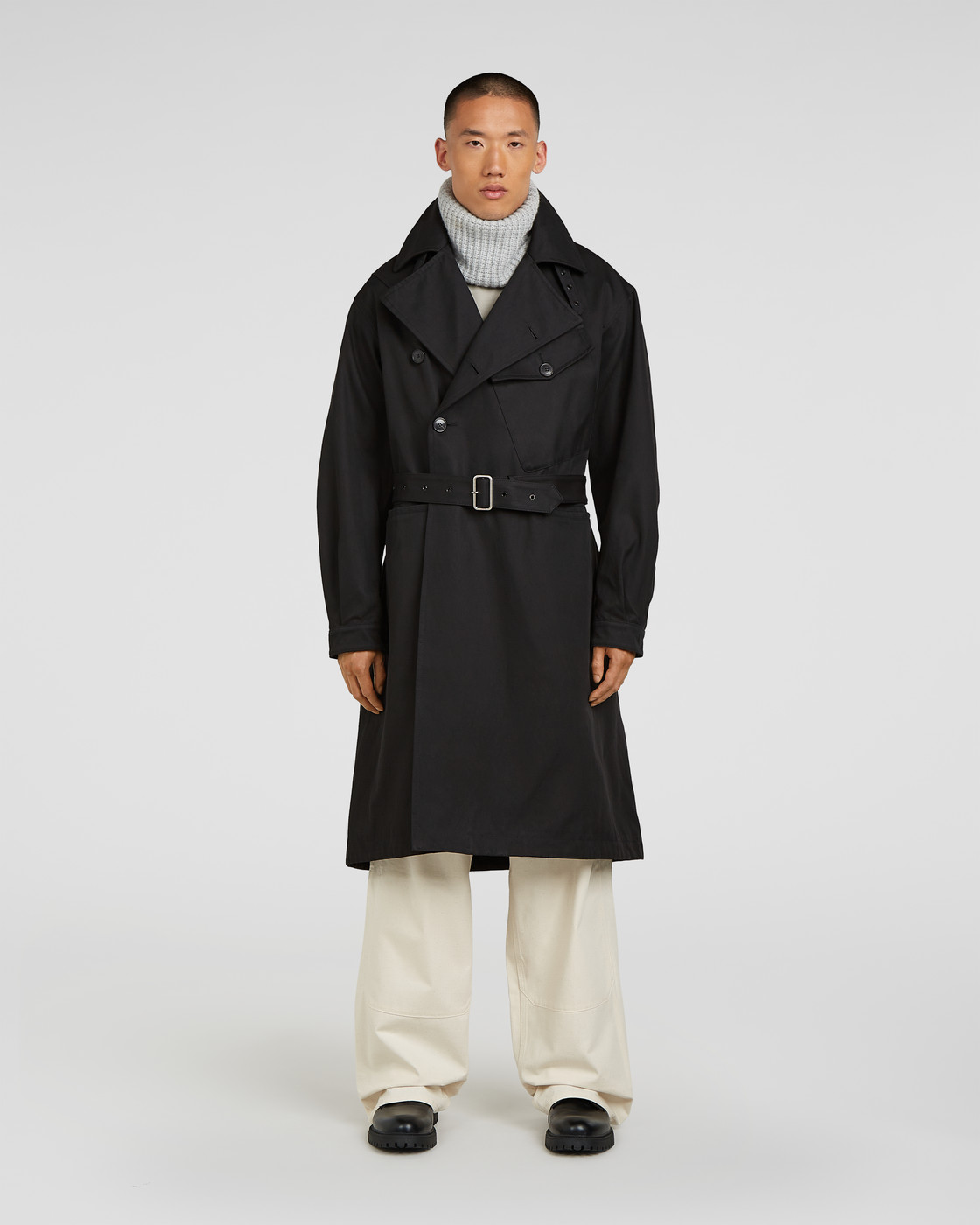 AM2-5 Motorcycle Trench Coat, model/detail 02 view
