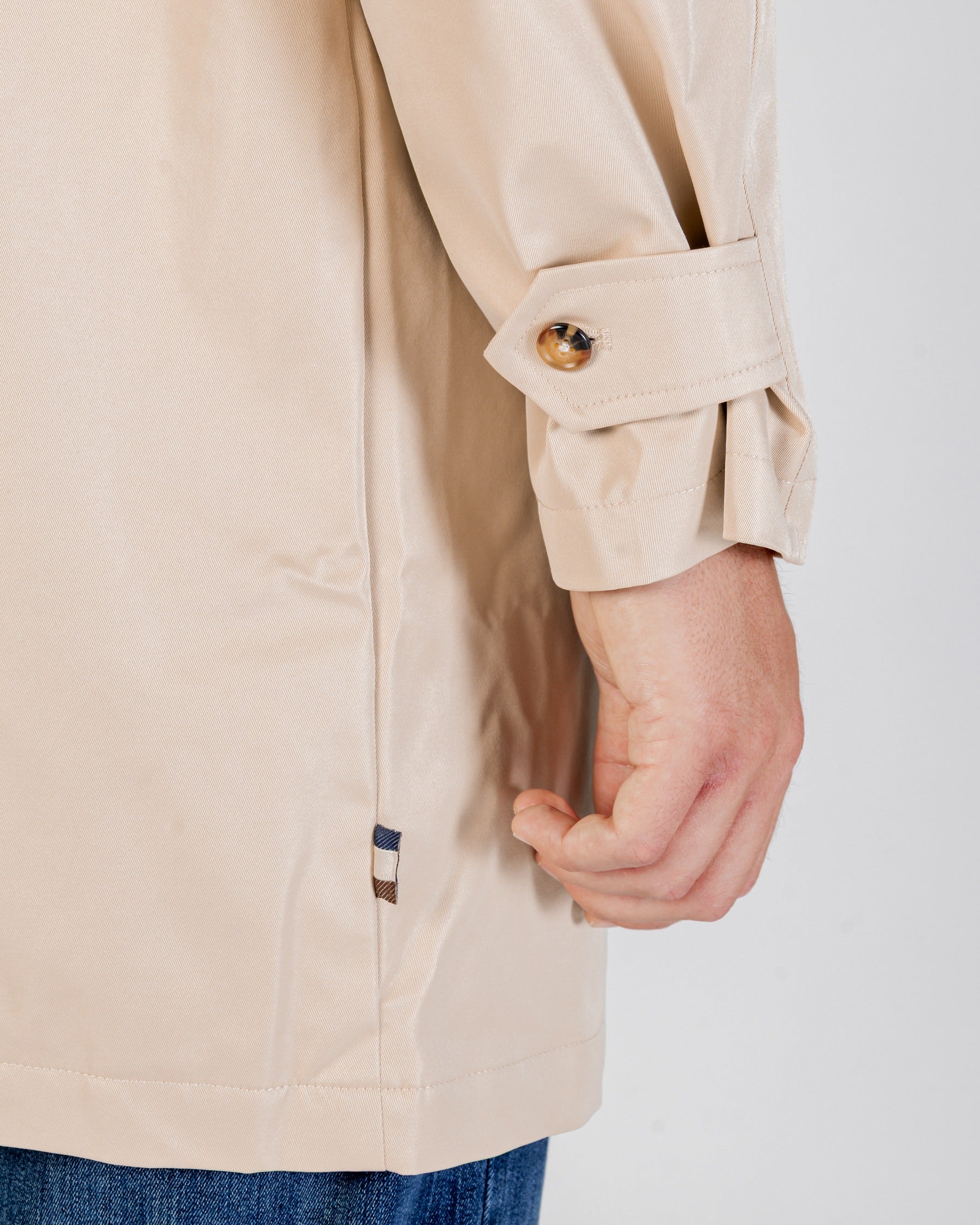 Collar closeup with understated buttoning