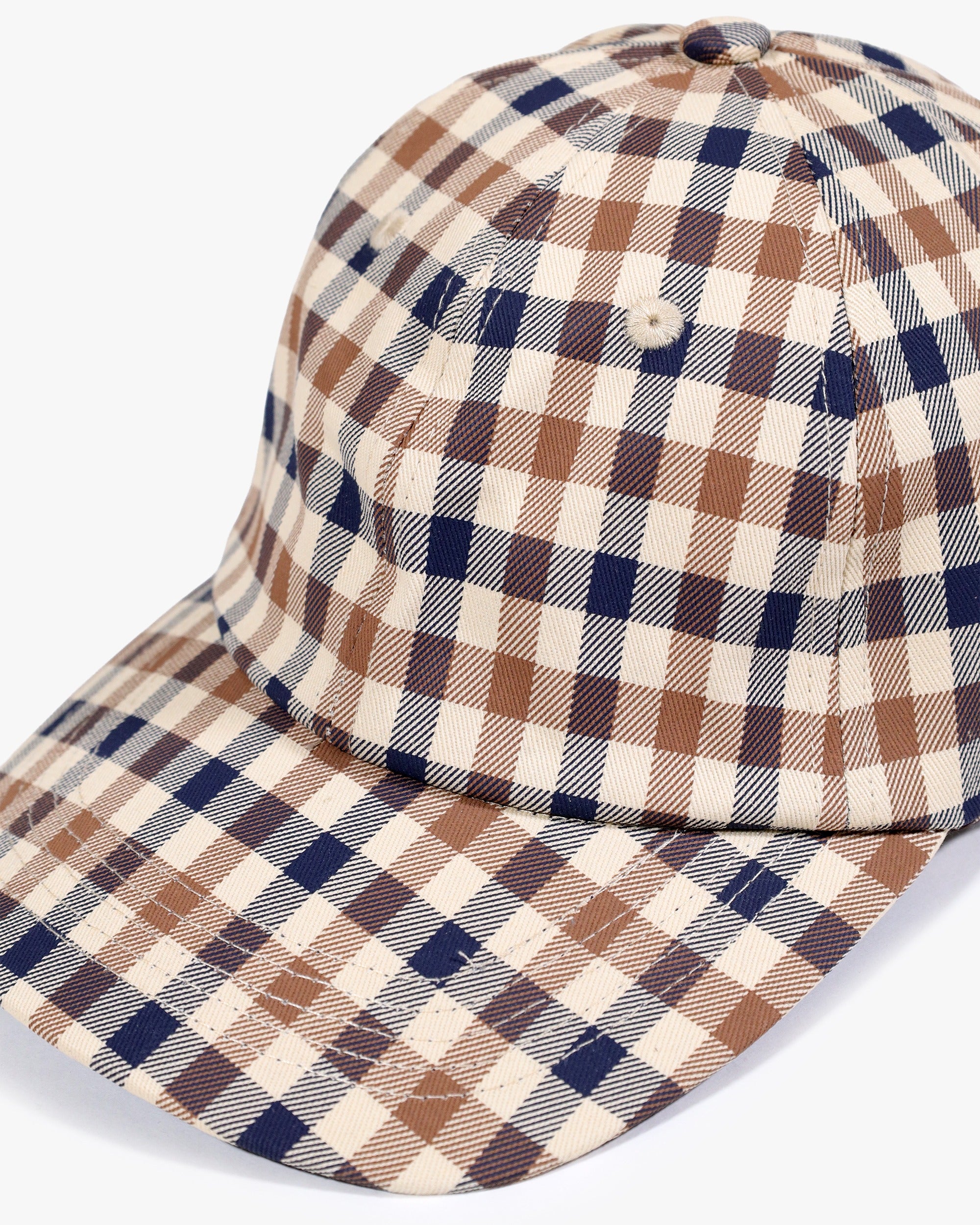 Brim and check-pattern detail