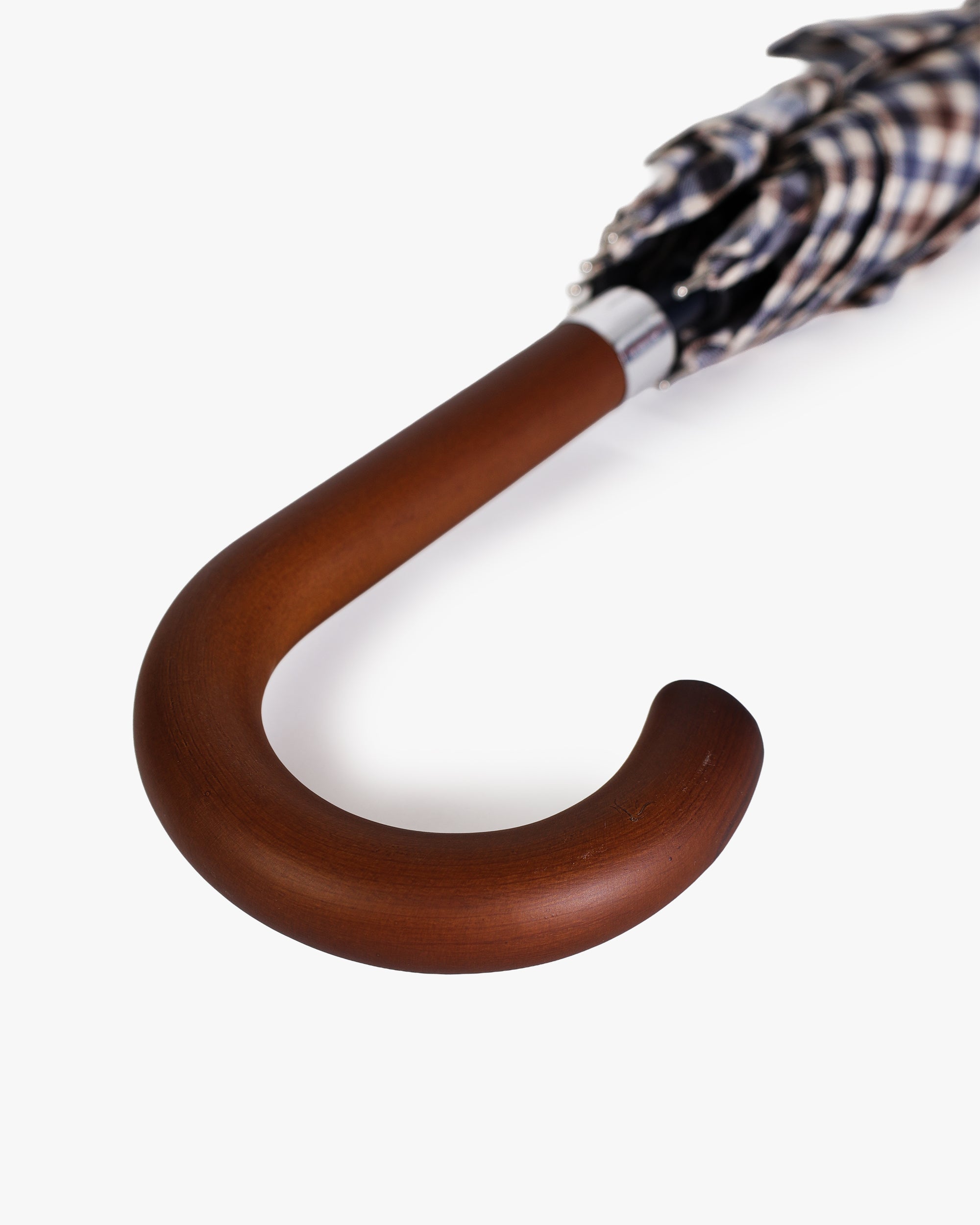 Curved wooden handle closeup