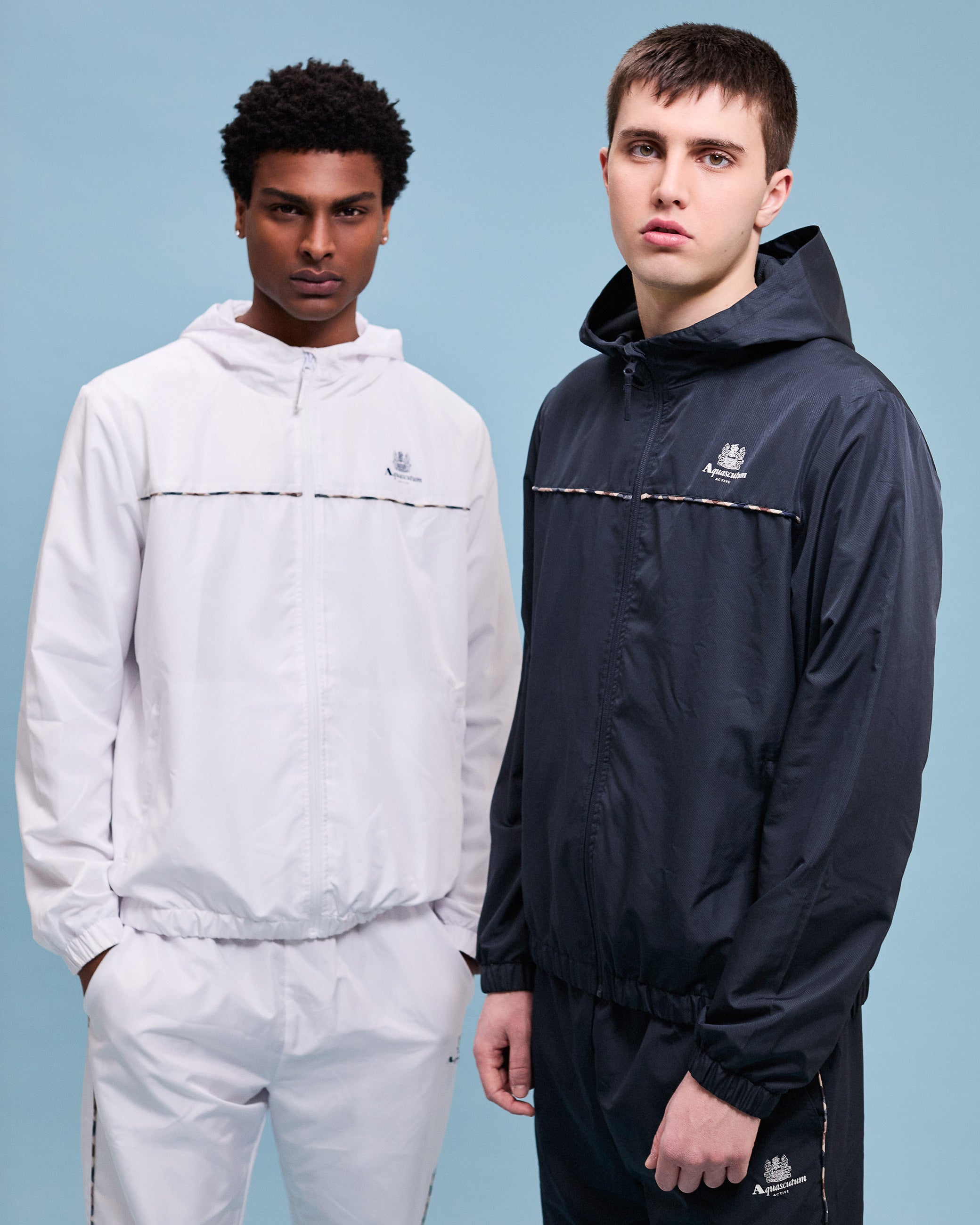 Model view in white and navy