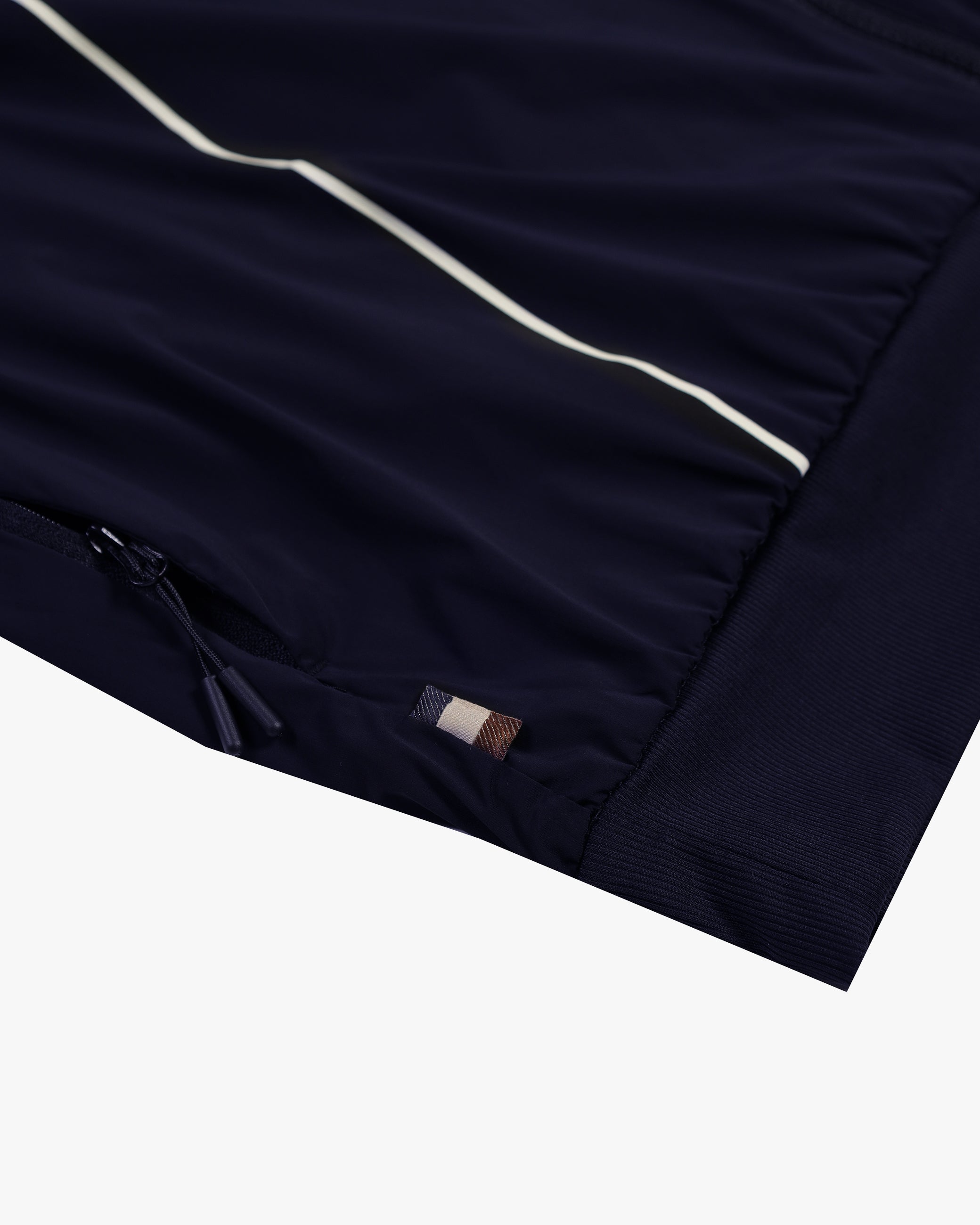 Logo and sleeve-panel closeup
