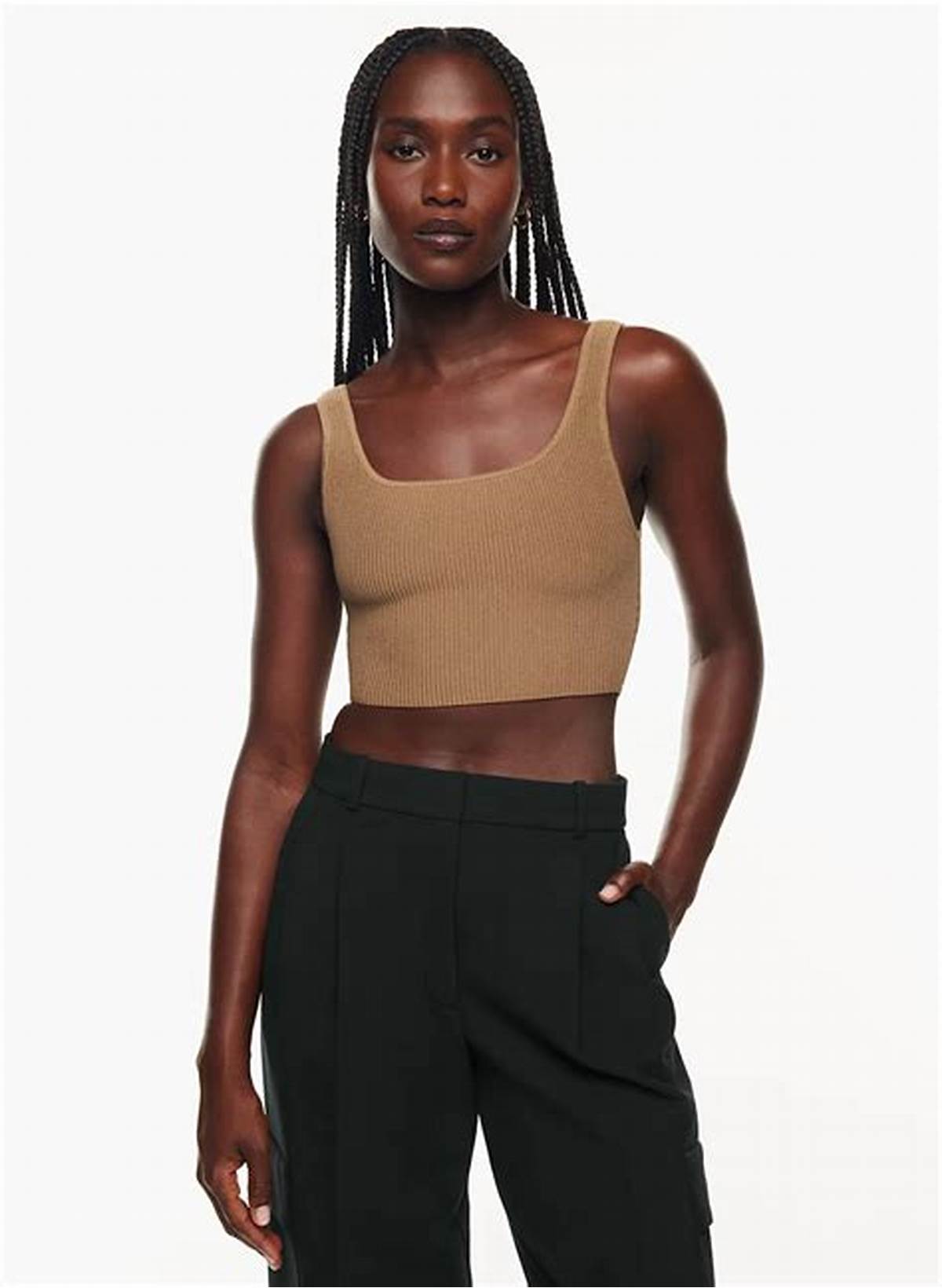 Babaton SCULPT KNIT SQUARENECK CROPPED TANK | Aritzia INTL