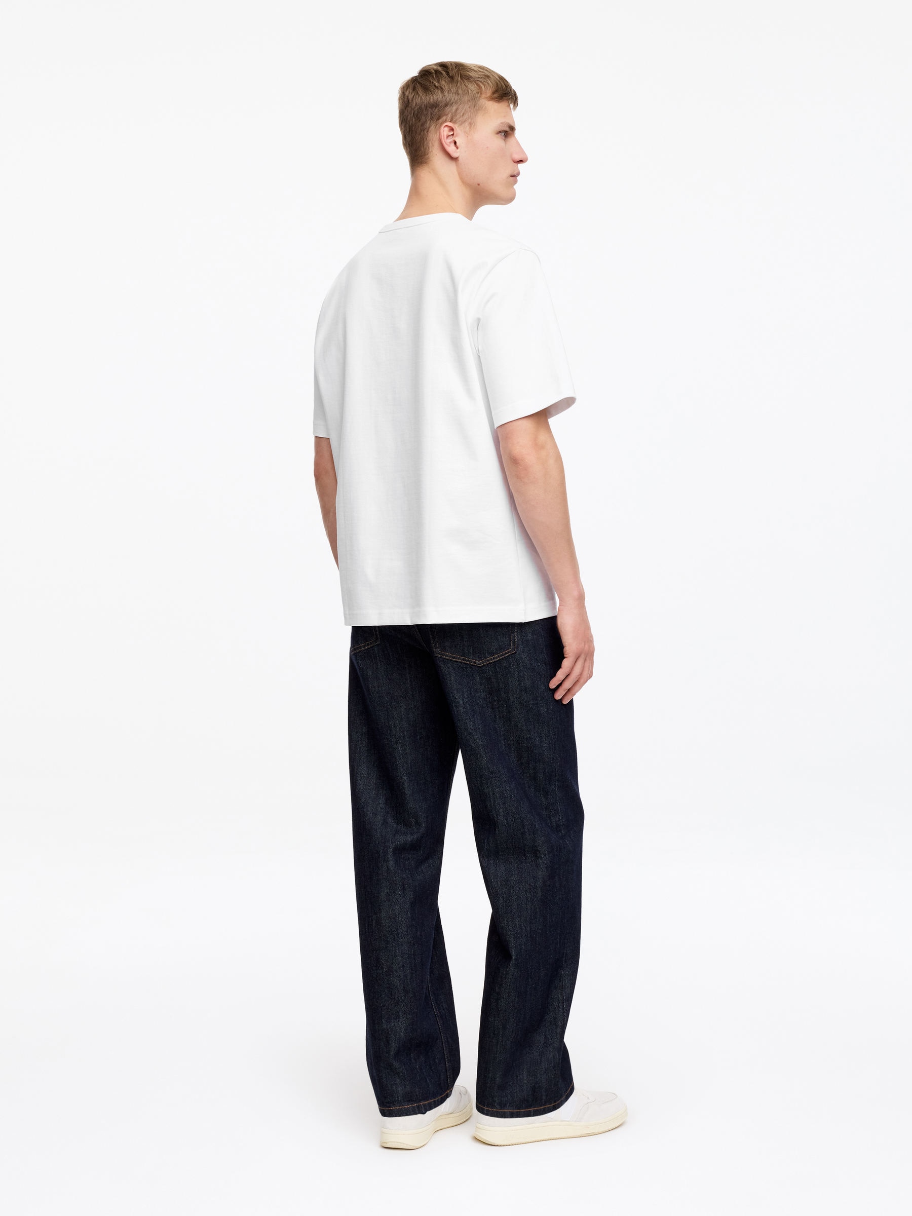 Back view showing the relaxed oversized line