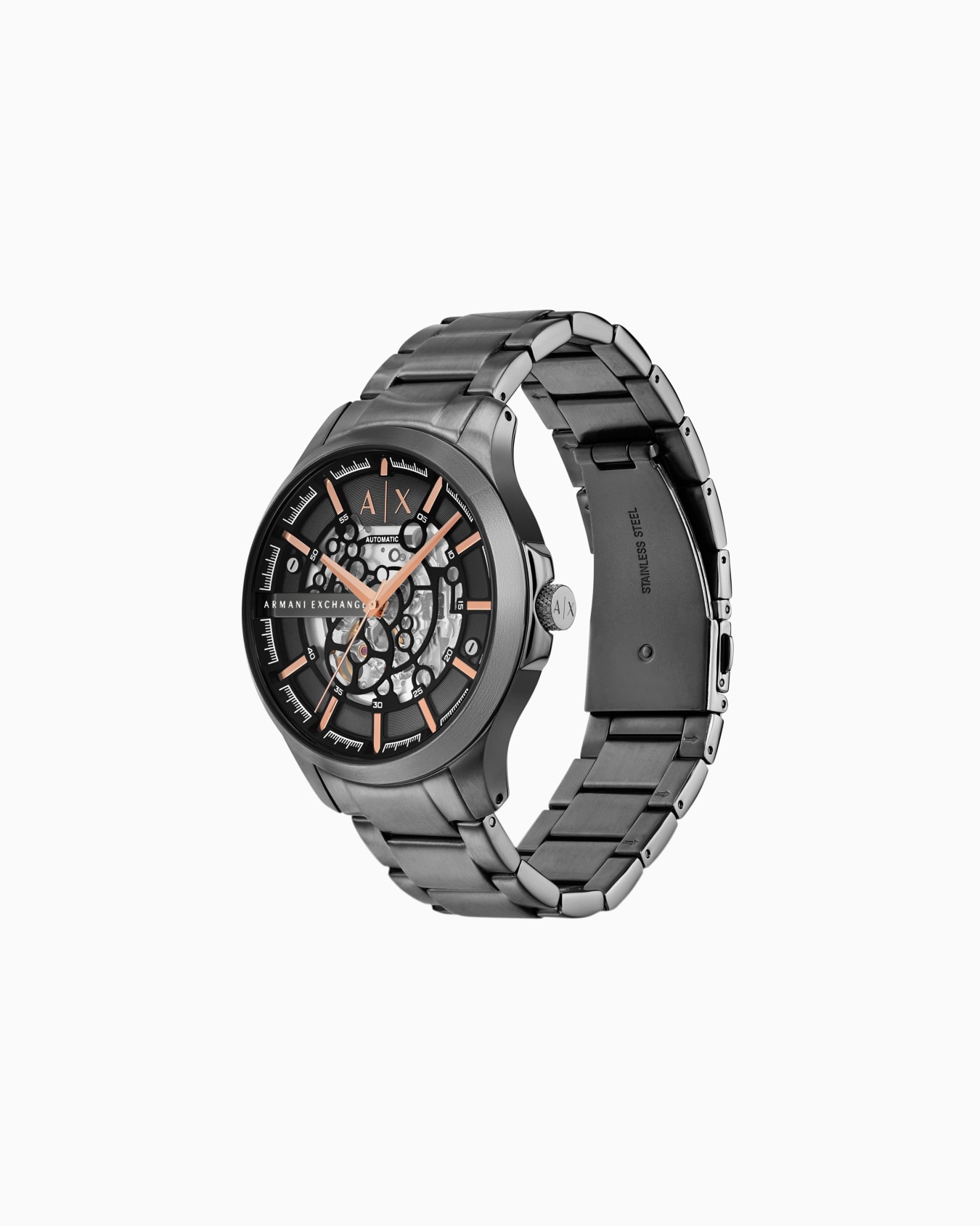 Chronograph Black Stainless Steel Watch — reverse view