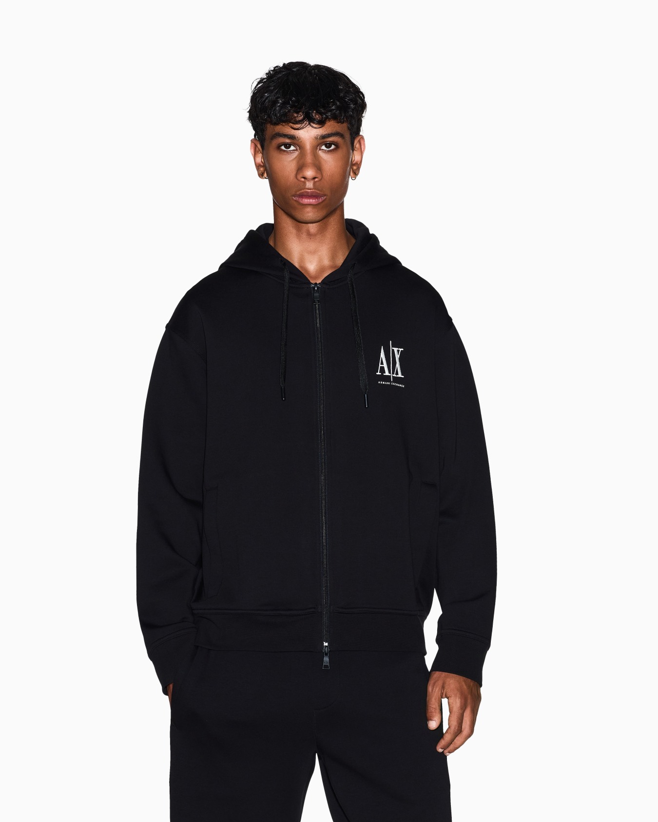 Full-Zip Hoodie with Logo Icon — side detail