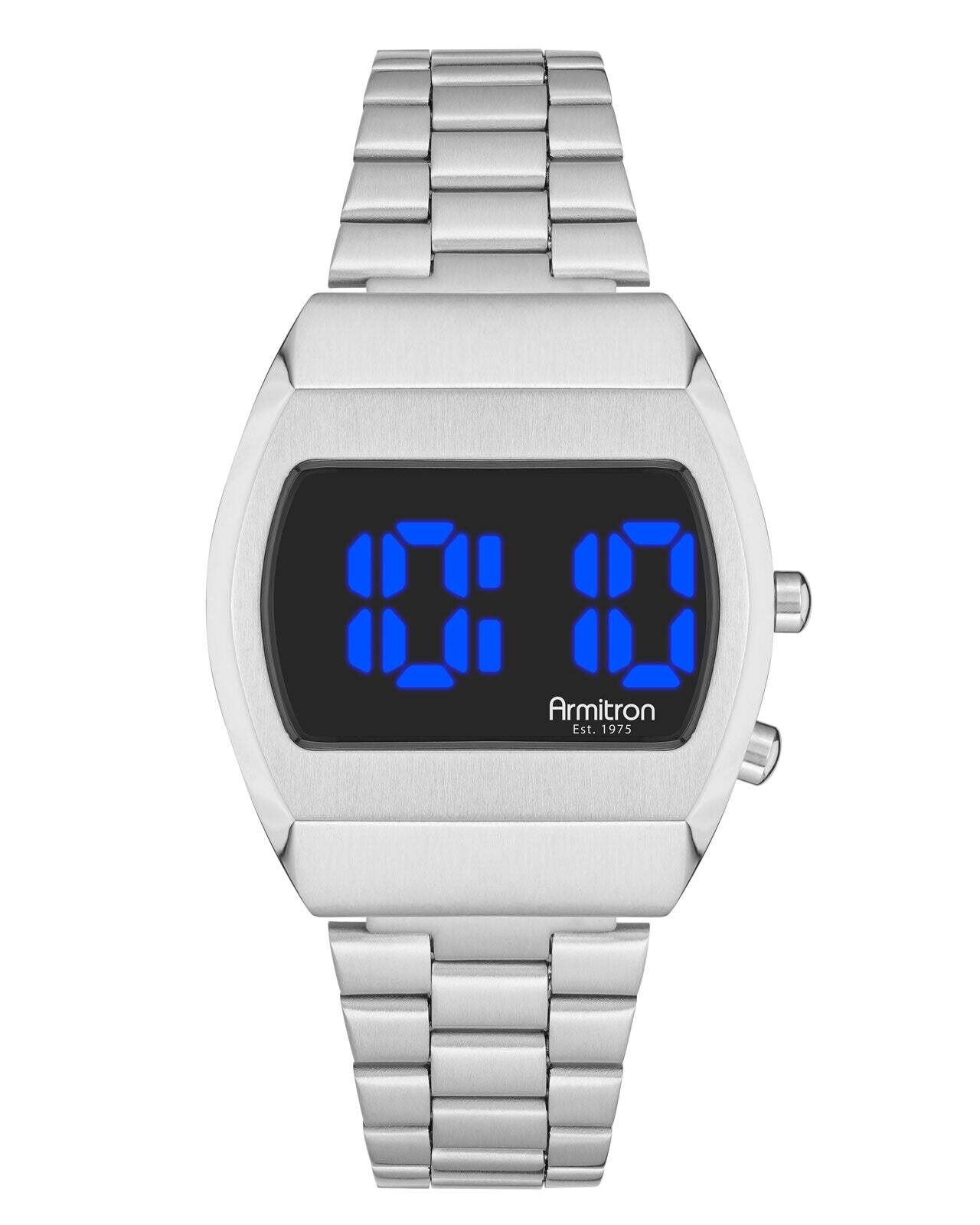 Silver case with green LED display