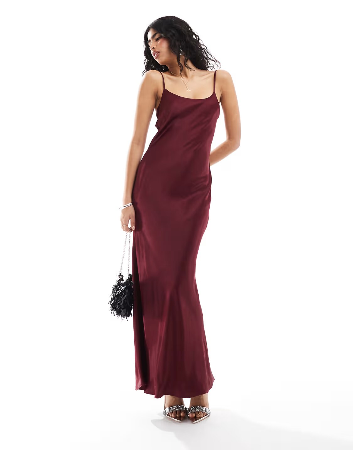 ASOS DESIGN Satin Scoop Neck Slip Dress