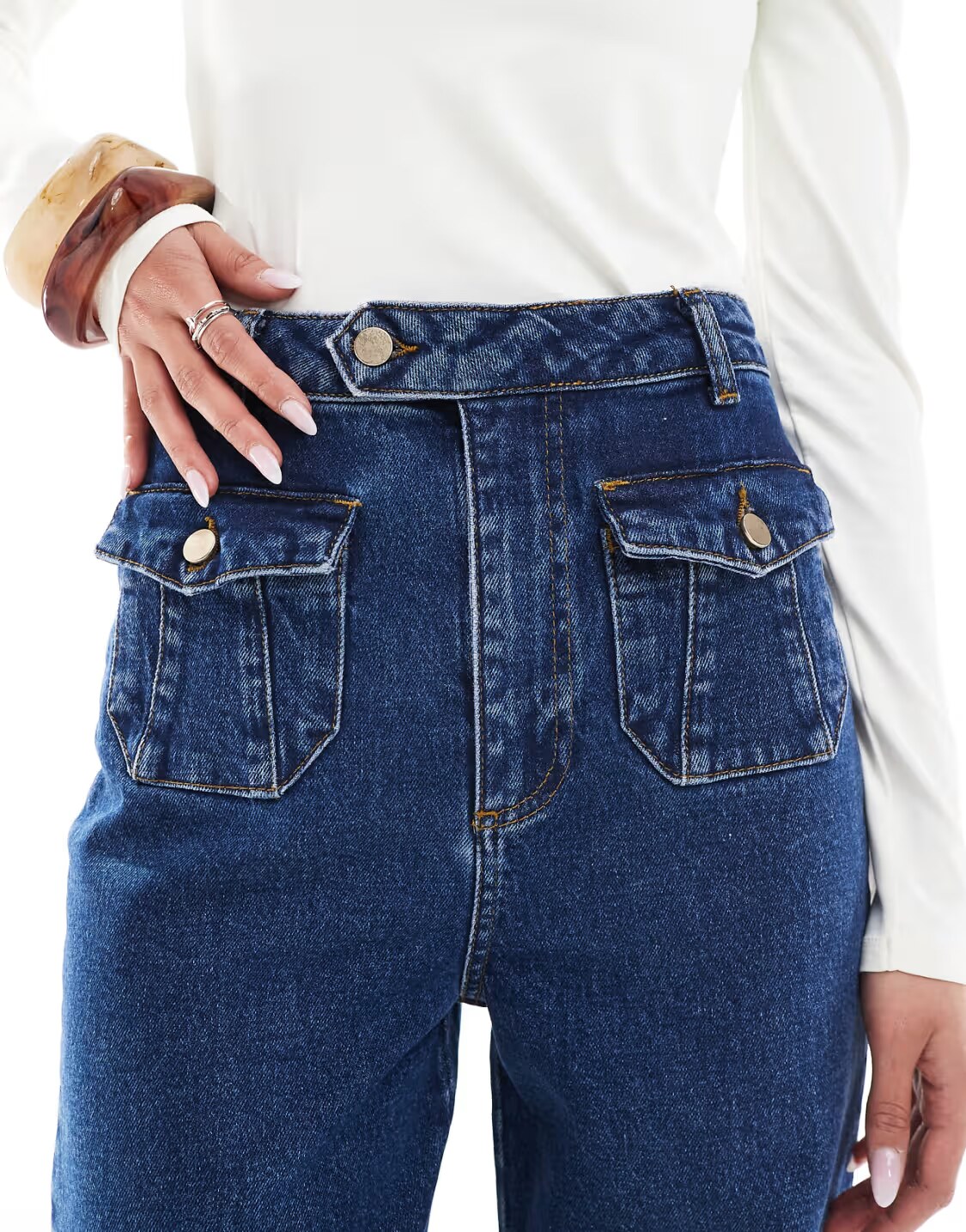 dark non-stretch denim closeup