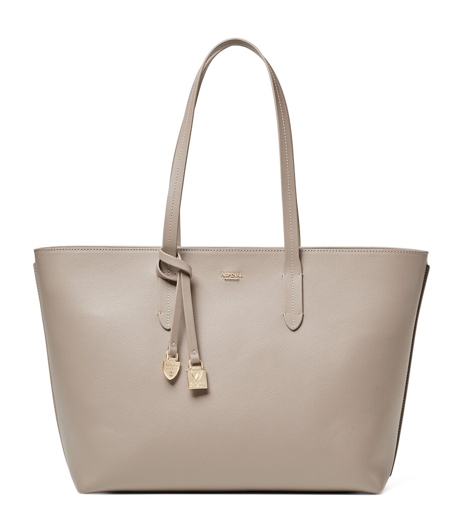 Soft taupe tote front