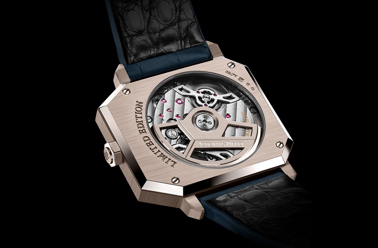 Caseback view through sapphire crystal