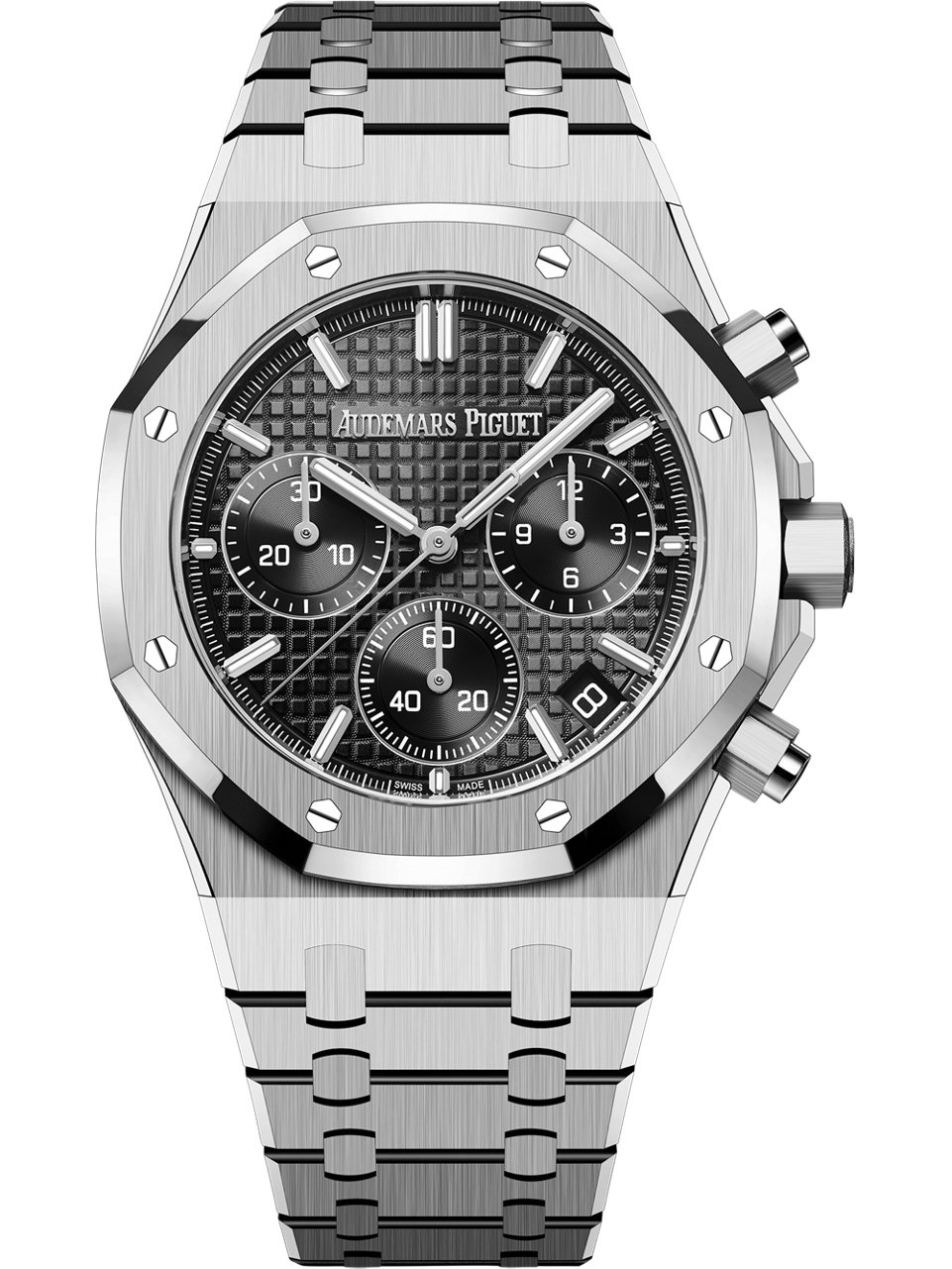 Black-dial chronograph variant showing the family layout