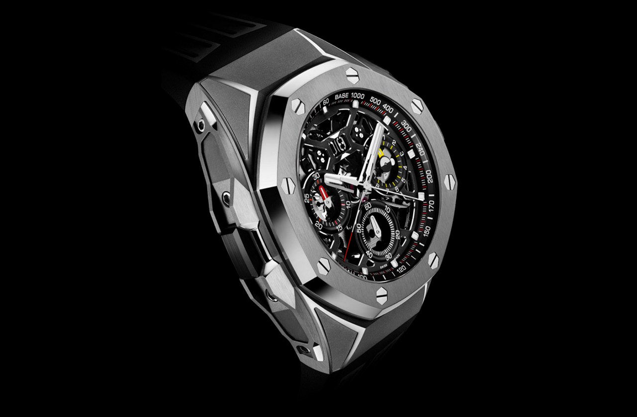 Angled case view showing titanium architecture and ceramic controls